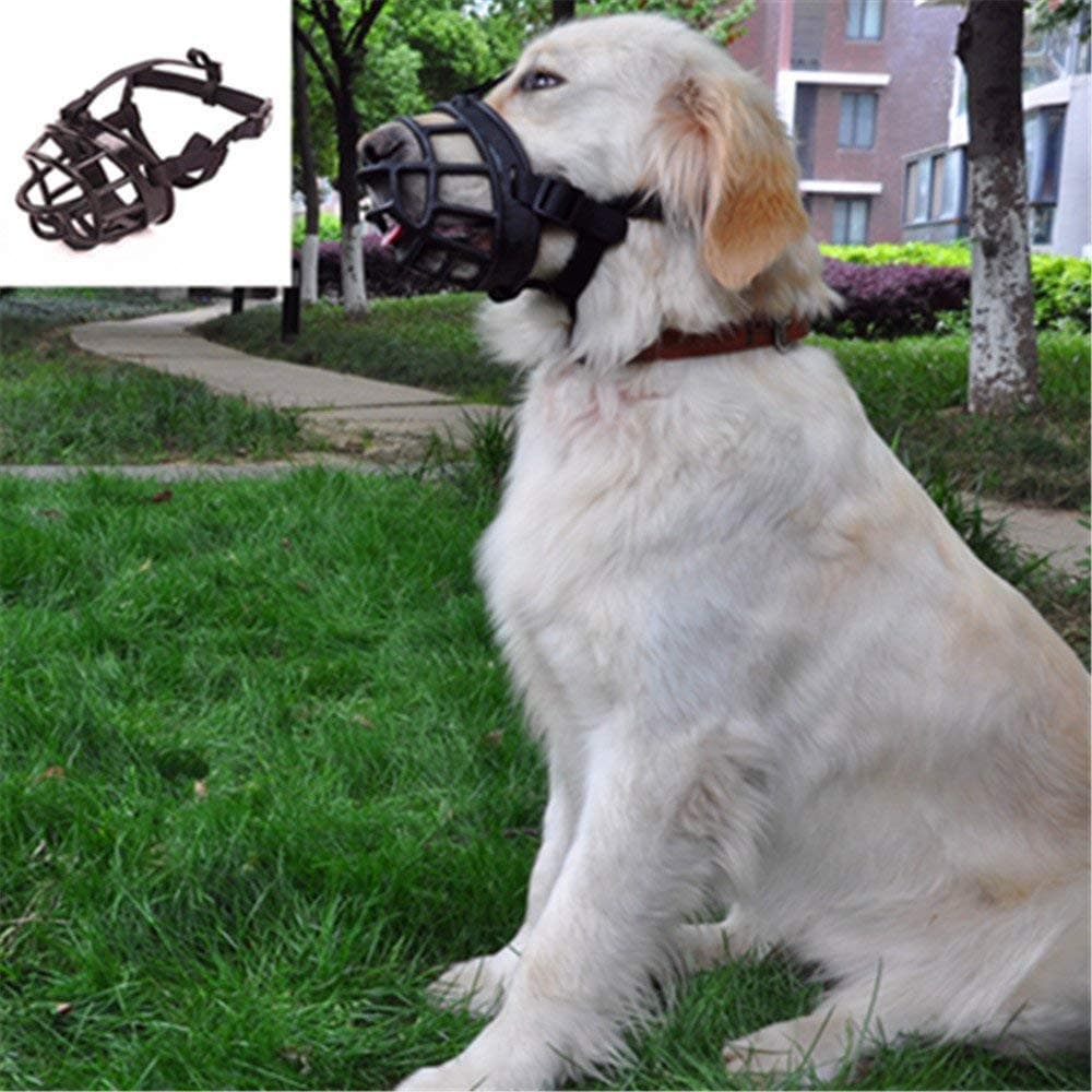 JYHYSoft Silica Gel Dog Muzzles,Adjustable Anti Biting Chewing Barking Training Dog Muzzle/Black-5