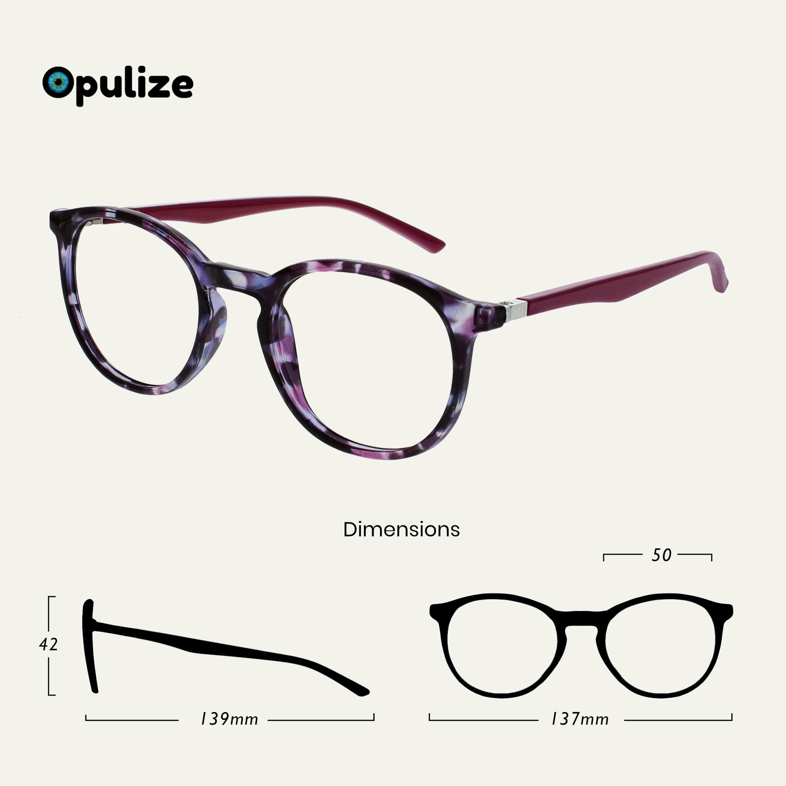 OPULIZE MET Blue Light Blocking Reading Glasses for Women Men, Slim Round Frame with Scratch Resistant and Spring Hinges, Computer Glasses with Anti-Reflective, Purple +1.5 (Pack of 1)