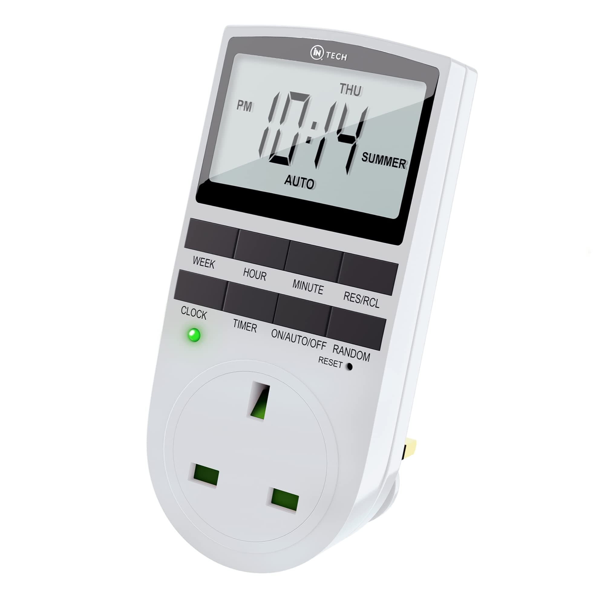 iN Digital Electric Timer Plug Socket - 12/24hr Smart Socket Timer UK Plug – Latest Anti-Theft Function - Easy Set-up - 16 Interval Settings - On-Off Programs - Energy Saving