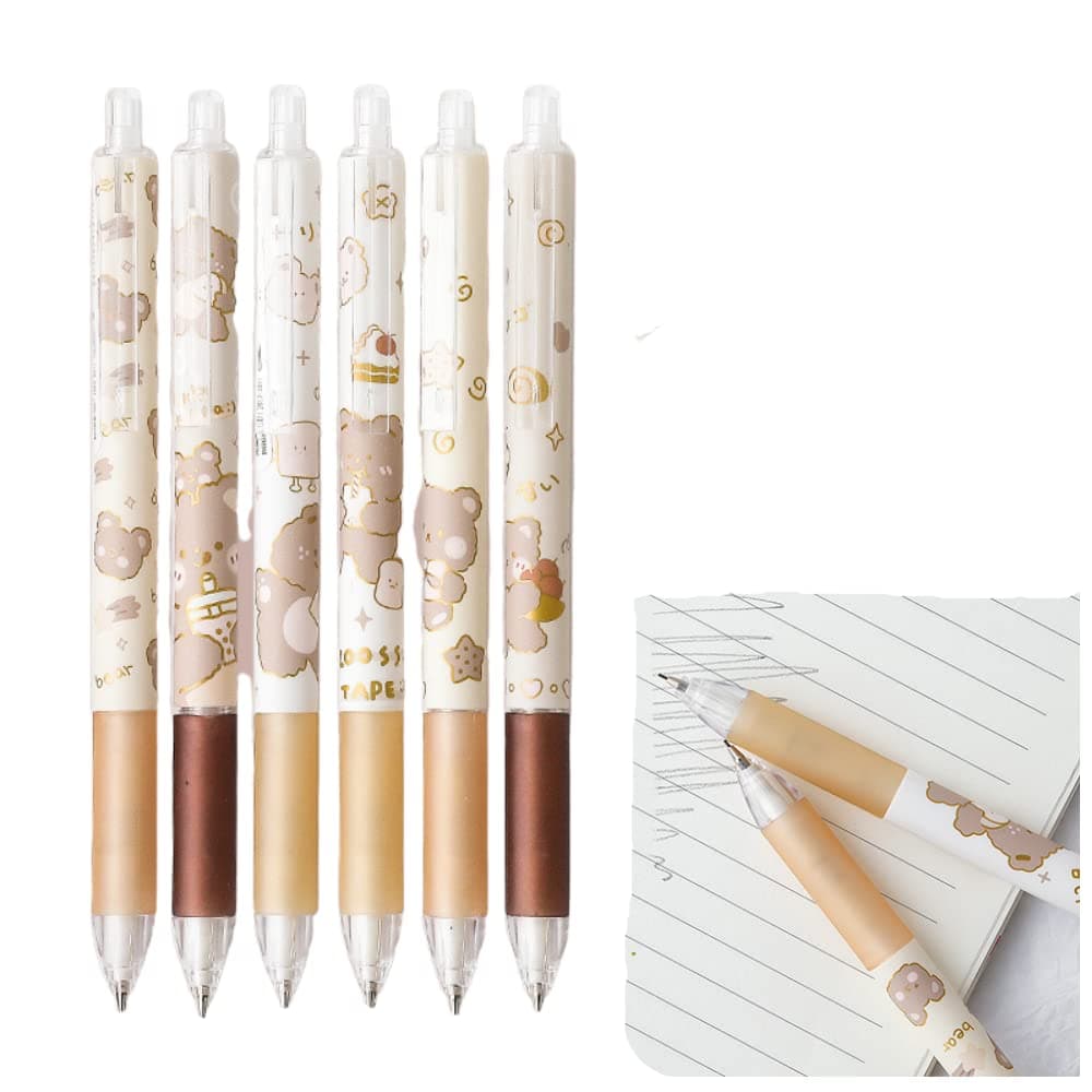 Kawaii Caramel Bear Mecanical Pencils, Fine Point (0.5mm), 6 count, Bulk Mecanical Pencil for Back To School or Work, 1 Count (Pack of 6)