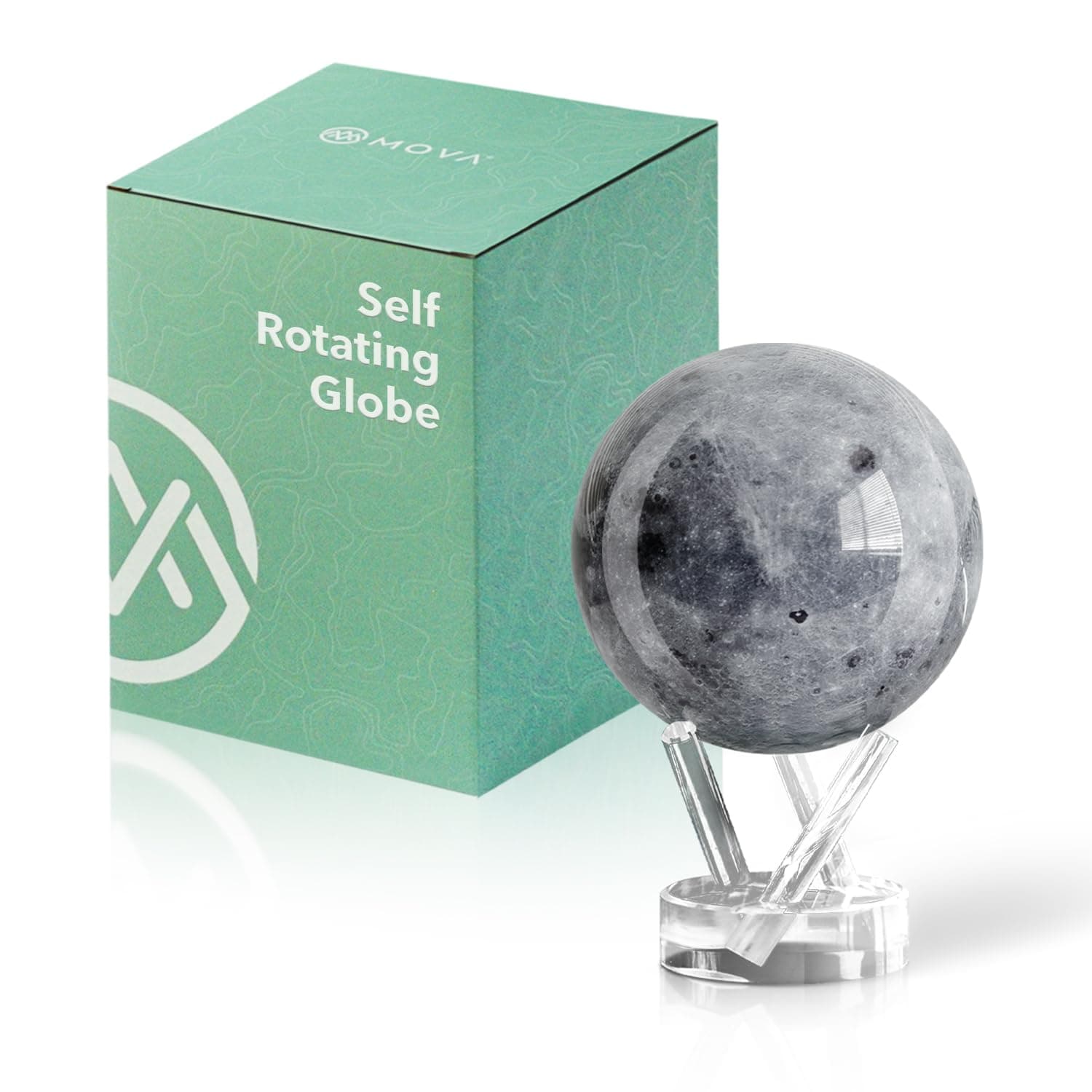 MOVA Globe Moon 4.5" with Base, Solar Powered Rotating Globe No Need of Battery or Chord, Unique Gift and Decoration