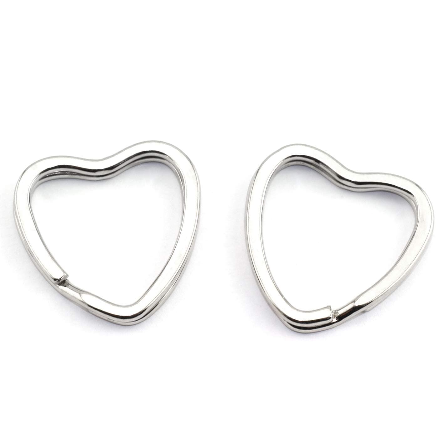 10pcs Creative Flat Key Ring DIY Keychain Accessories Metal Key Split Ring Silver Heart Shape