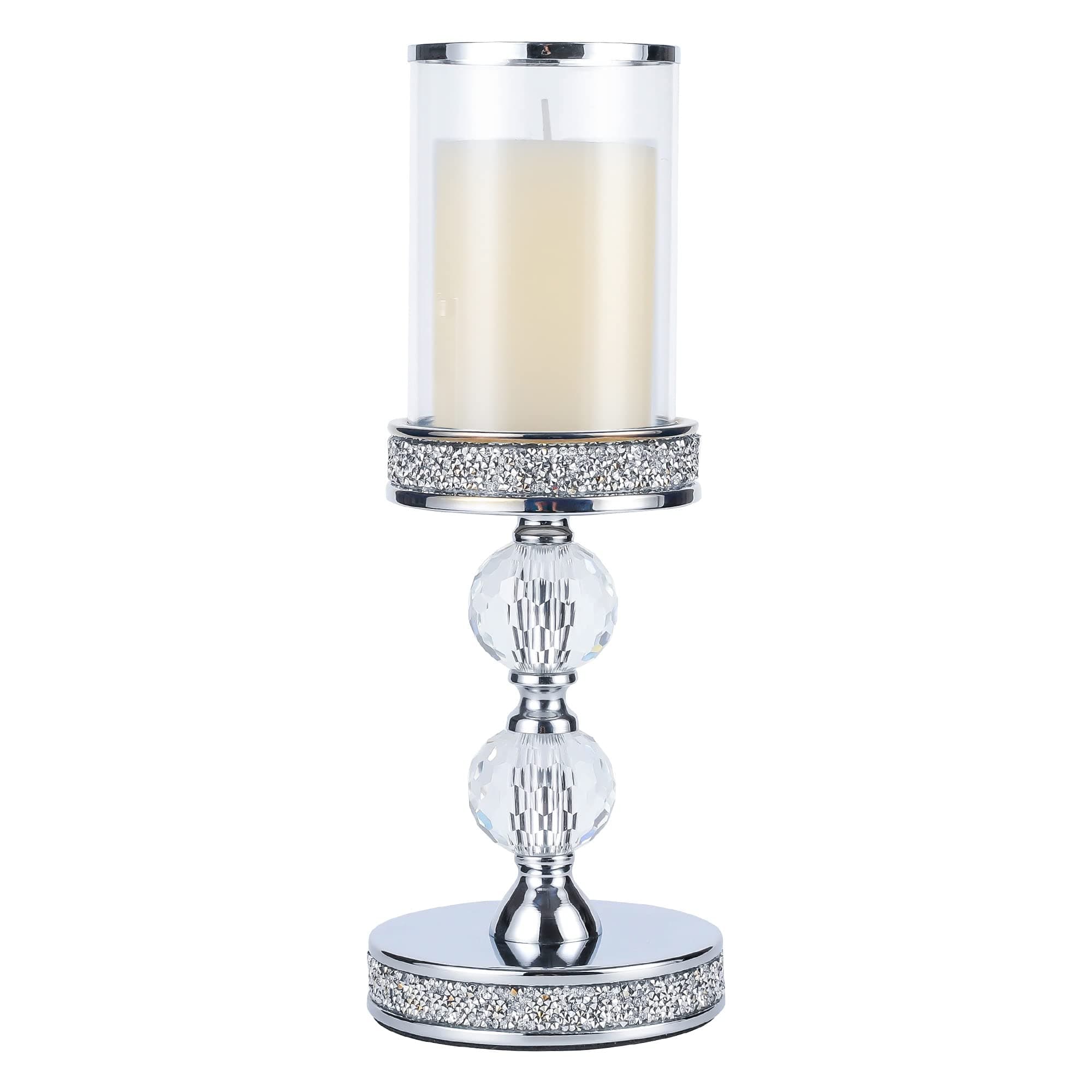 Candle Holders for Pillar Candle, Pillar Crystal Candle Holders, Candlesticks Holder for Wedding, Dining Coffee Table, Centerpieces, Home Decor CH00XM