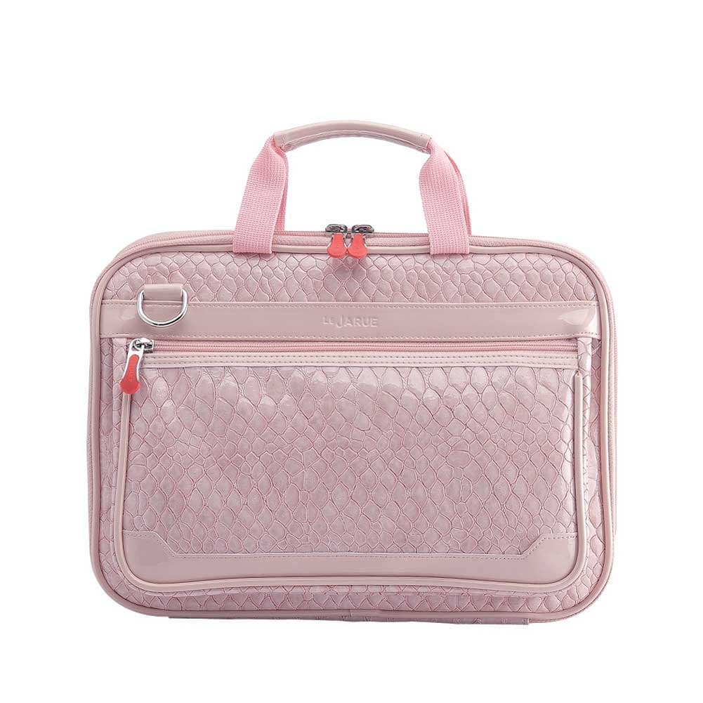 Women's Crocodile 15.6 Inch Laptop Shoulder Padded Bag/MacBook Pro 15 Inch Bag - Pink (Bisque)