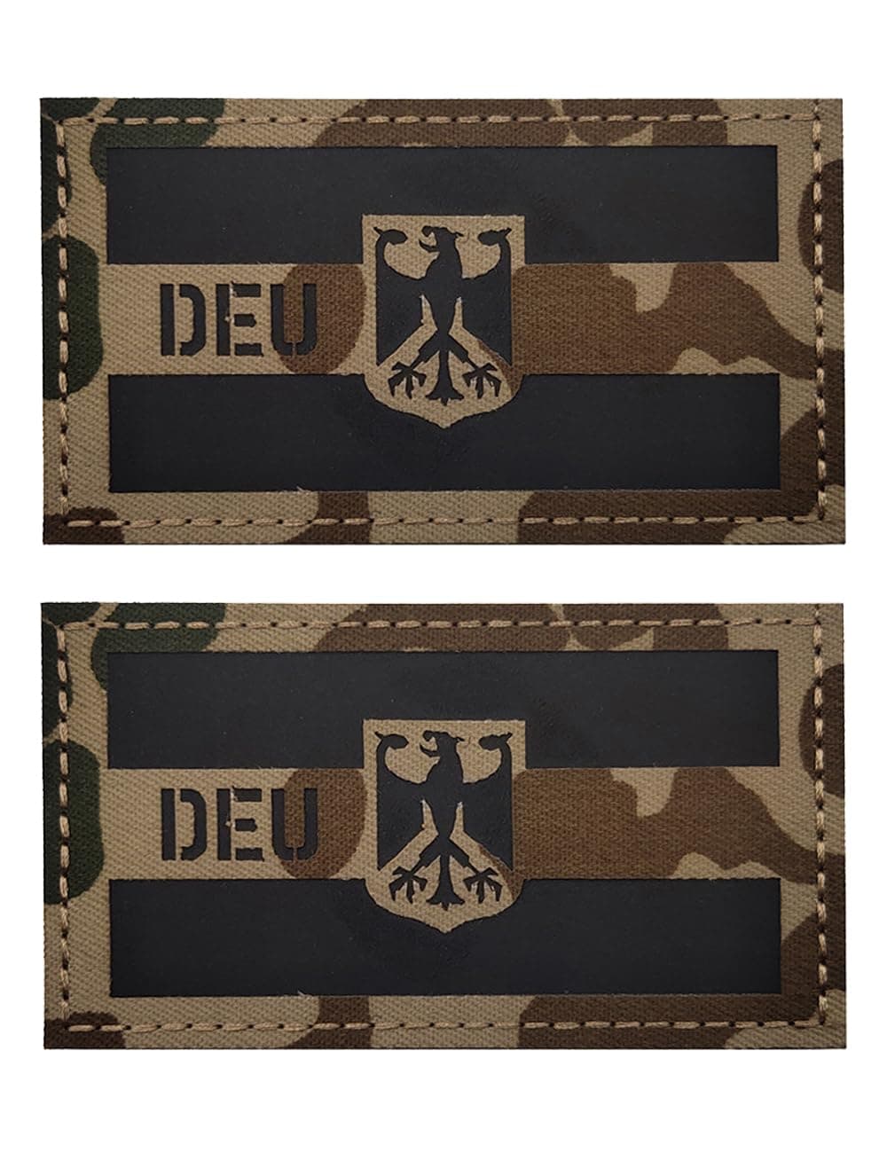 2 PCS AliPlus Germany Flag Patches Eagle Emblem IR Infrared Reflective Patches Laser Cut Patch Hook and Loop(German Camo 02)