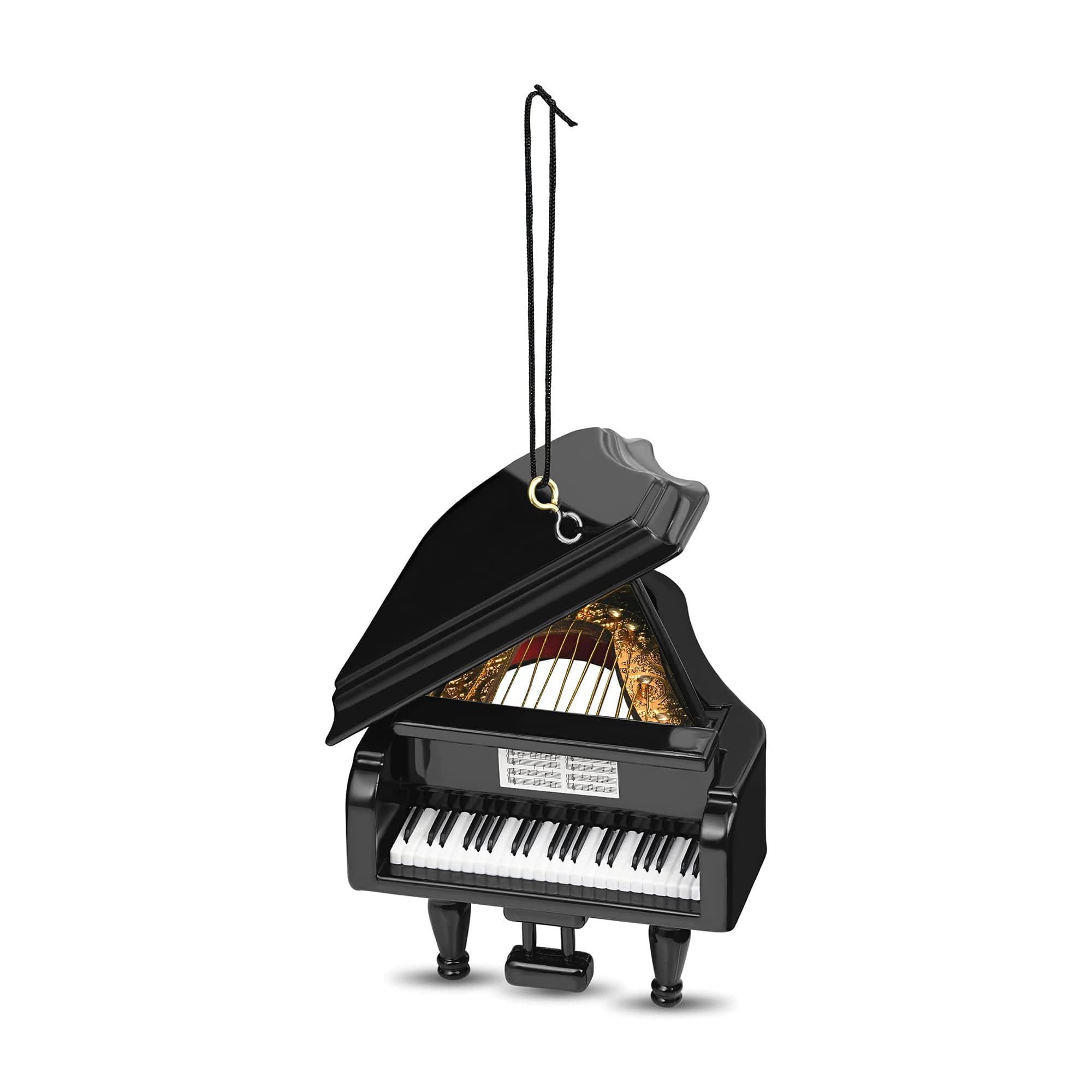 Broadway Gifts 3.5" Black Wood Grand Piano Ornament Decoration - Instrument Ornament Gift for Piano Players