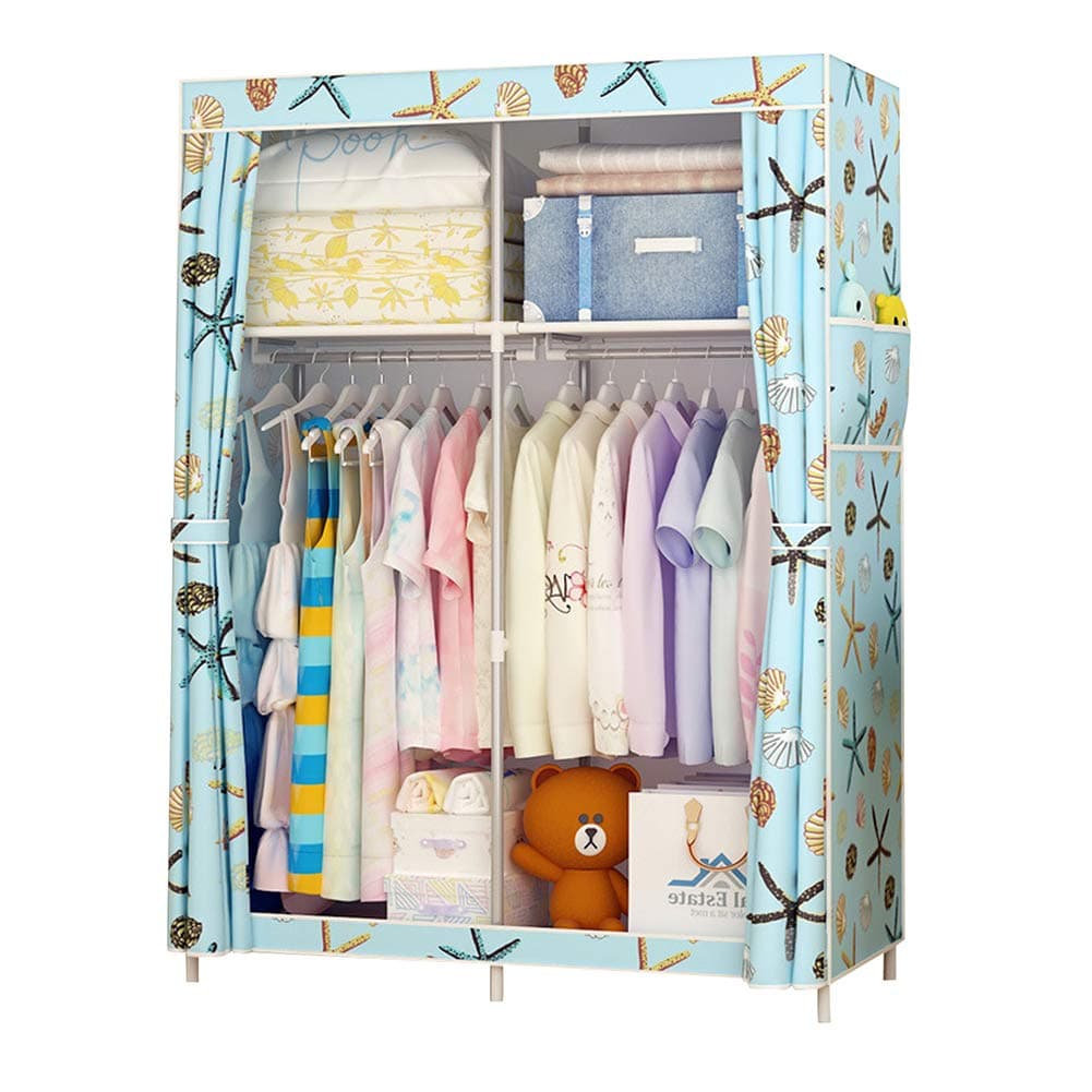 AHUA Portable Clothes Closet, Garment Rack, Portable Clothes Closet Wardrobe, Wardrobe Storage Rack Closet Wardrobe Portable Clothes Storage Organizer with Metal Shelves and Non-Woven Fabric Cover