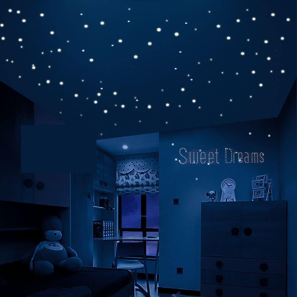FOAL Glow in The Dark Stars Wall Stickers,252 Adhesive Dots and Moon for Starry Sky, Perfect for Kids Bedding Room or Birthday Gift,Beautiful Wall Decals by,The One You Love