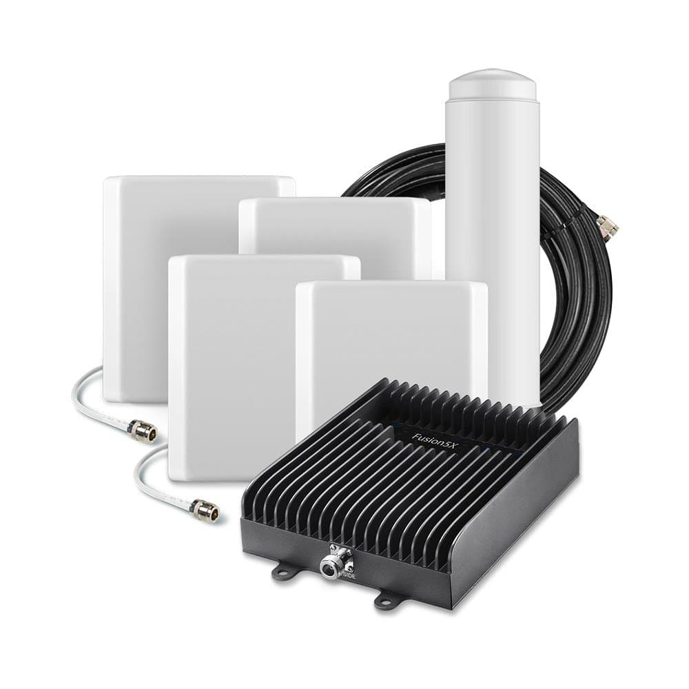 SureCall Fusion5X Cell Phone Signal Booster - Outdoor Omni and 4 Indoor Panel Antennas