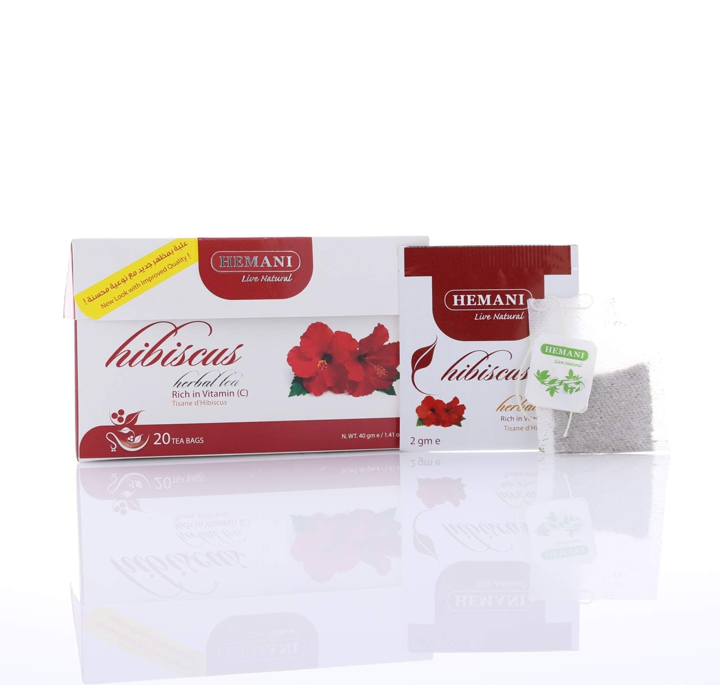Hibiscus Herbal Tea 20 Bags, Rich In Vitamin C, Lowers Blood Pressure, Boosts Immune System, Improve Metabolism