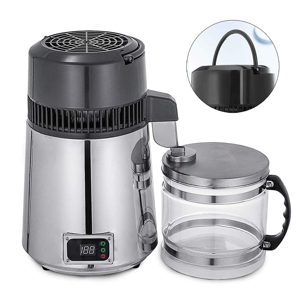 YLOVOW Life Water Distillery Water Distiller Stainless Steel Base with Glass Bottled Water Distiller,Hospital Office Glass Container