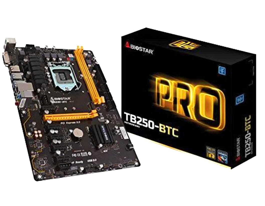 Biostar TB250-BTC PRO Ver. 6.x Intel B250 LGA 1151 (Socket H4) ATX Motherboards (DDR4-SDRAM, DIMM, 1866, 2133, 2400 MHz, Dual, Intel, Intel® Celeron®, Intel® Pentium®)