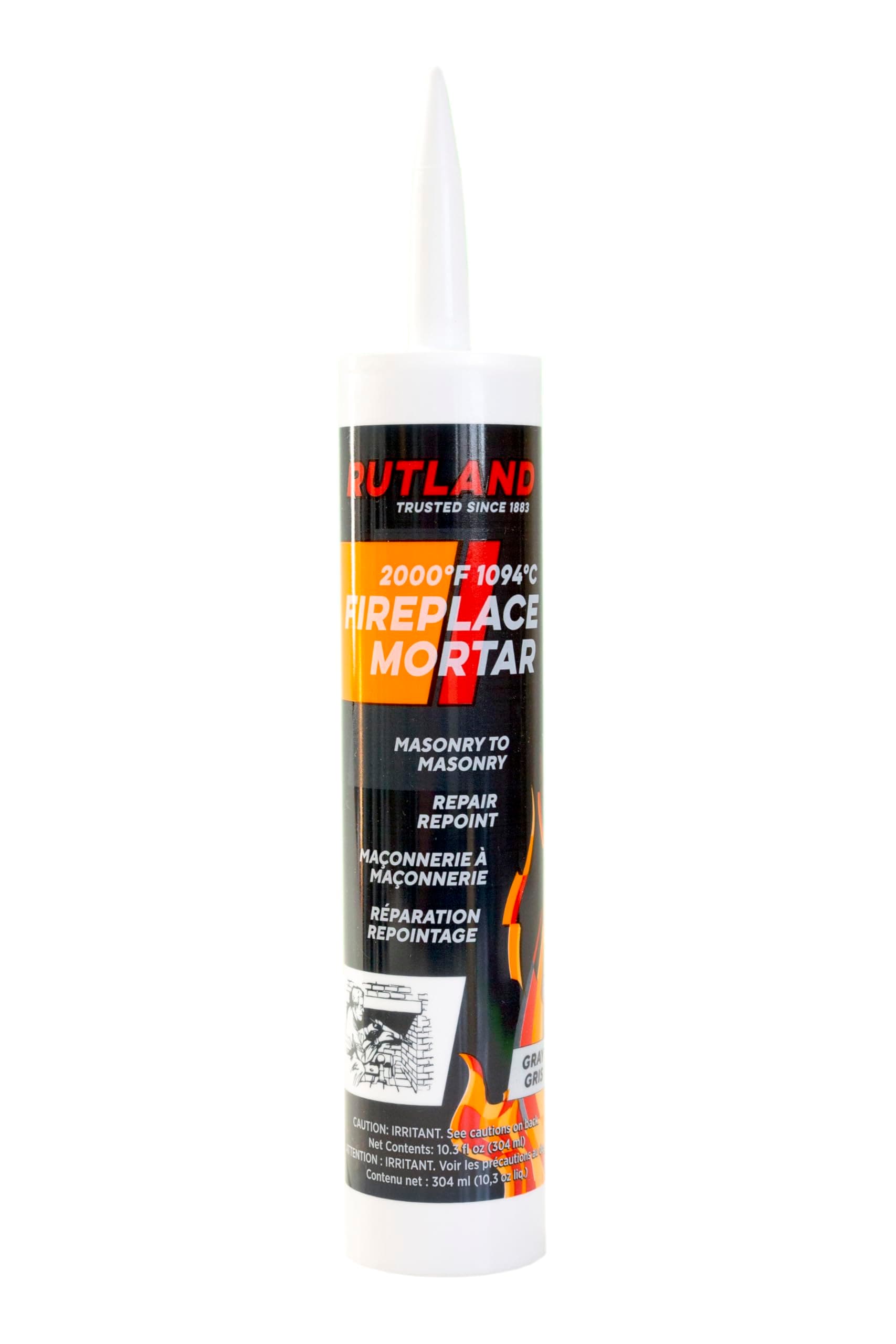 Rutland Gray Fireplace Mortar - 10 .3 oz Tube