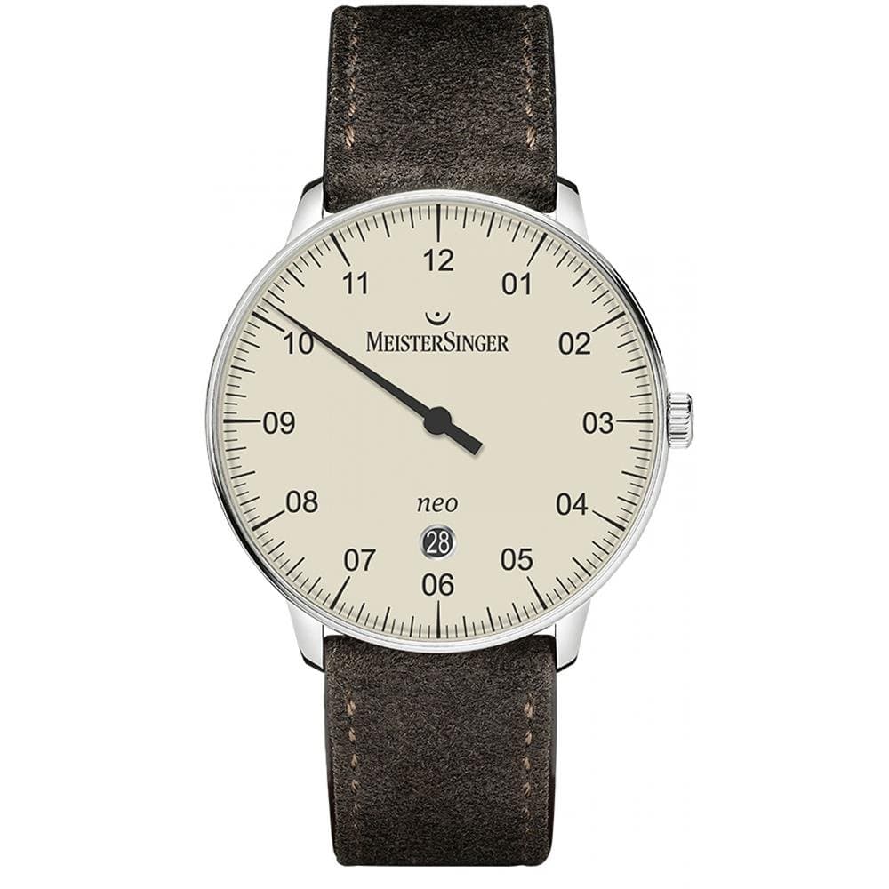 MEISTERSINGER UNISEX NEO PLUS 40MM SUEDE BAND STEEL CASE AUTOMATIC WATCH NE403