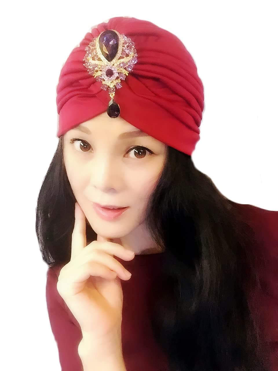Dark Red Gemstone Turban,Women Turban,Full Turban,Turban,Turban Hat,Stretch Turban,Fashion Turban,Head Wrap,Head Scarf,Headband,Fashion,Gift,Show,Party,Holiday