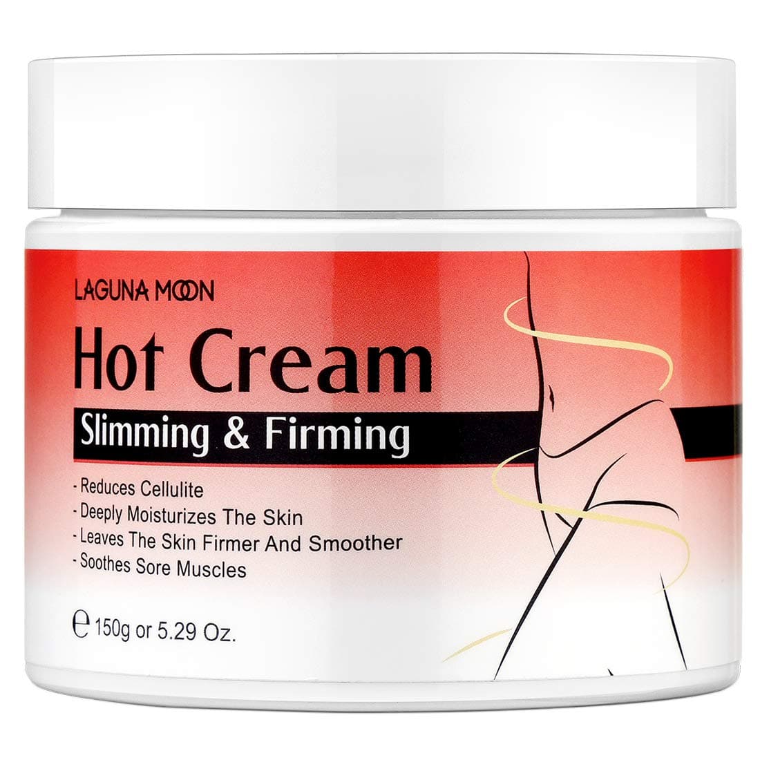Hot Cream Cellulite, Lagunamoon Natural Anti Cellulite Cream with Chili Pepper & Watermelon Extract, Hemp Seed Oil for Tummy, Arm, Thigh Slimming & Firming, Muscle Relaxing
