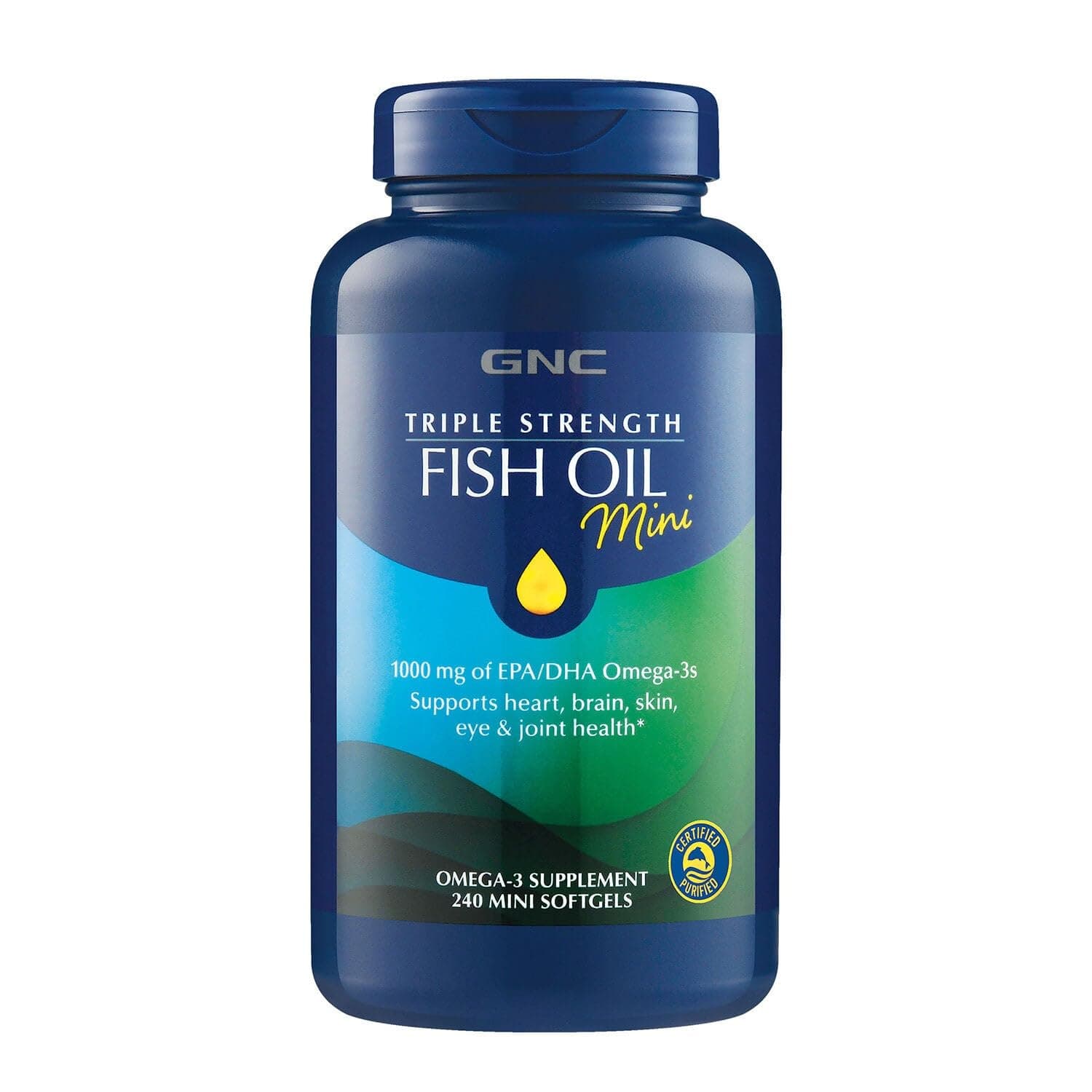 Triple Strength Fish Oil Mini Omega 3 Supplement, 1000mg EPA and DHA, Supports Heart, Brain, Skin, Eye and Joint Health, 240 Mini Softgels