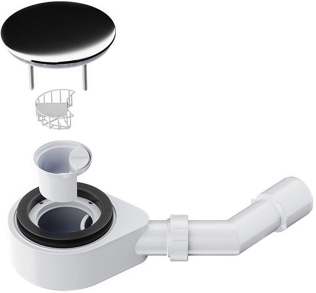 Shower Tray Waste Trap 90 mm Diameter | Nordona® VersoFlat | Fast Flow Rate 37,2 l/min, Waste Trap Included + Chrome Cover