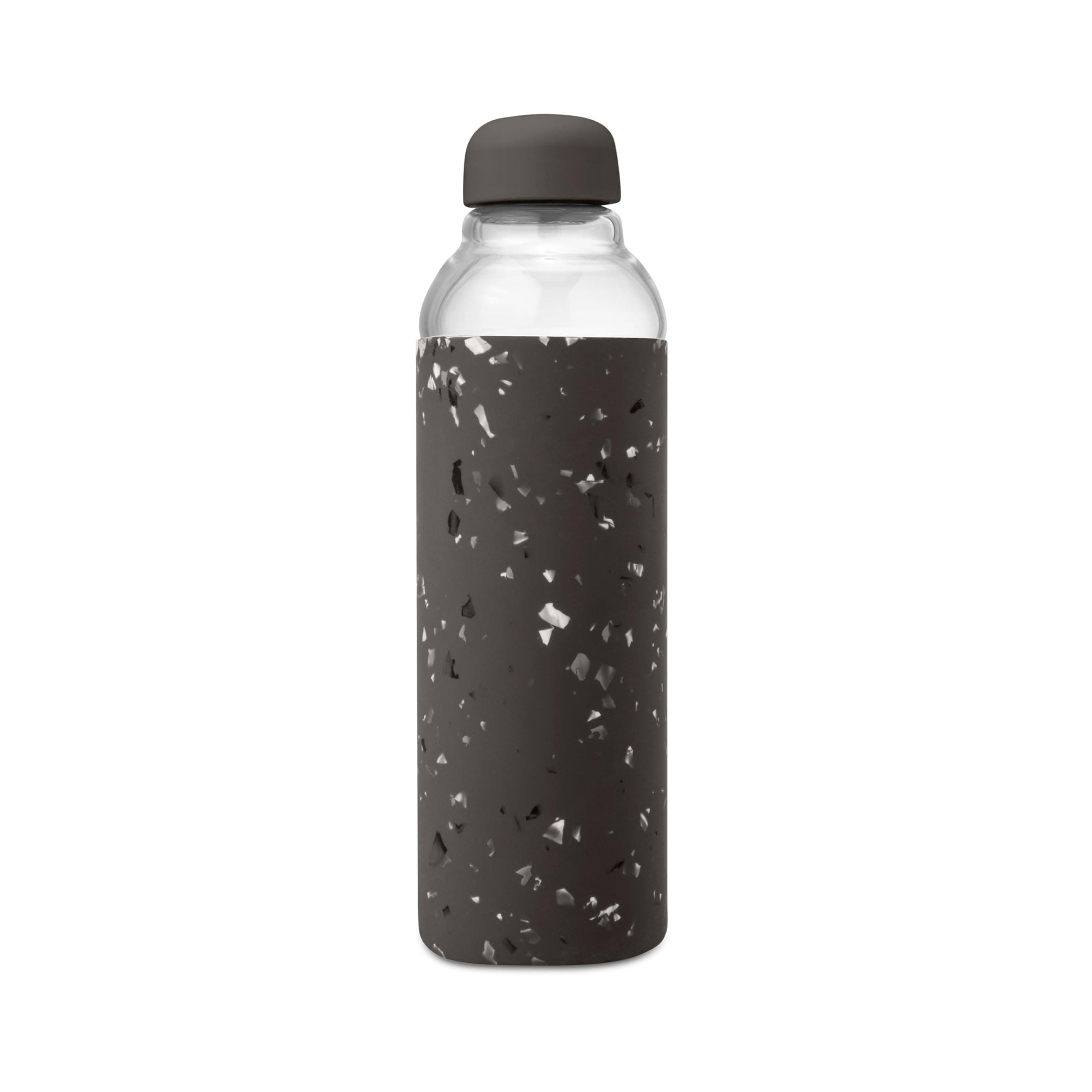 W&P Porter Glass Water Bottle w/Protective Silicone Sleeve | Terazzo Charcoal 20 Ounces | On-the-Go | Reusable Bottle for Coffee, Tea and Water | Portable