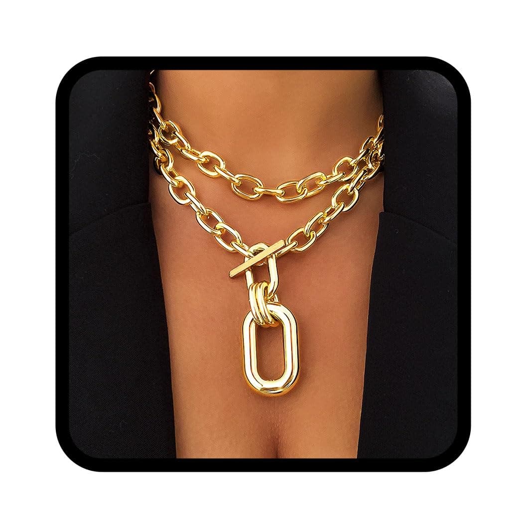 Chunky Choker Necklace Gold Layered Necklaces Punk Thick Necklace Chain for Women