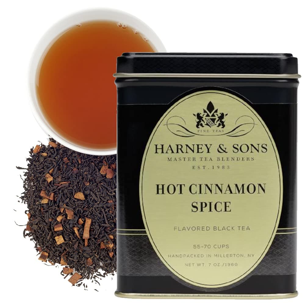 Hot Cinnamon Spice Black Tea, with Orange Peel, Cinnamon, and Clove, 7 oz (Pack of 1)