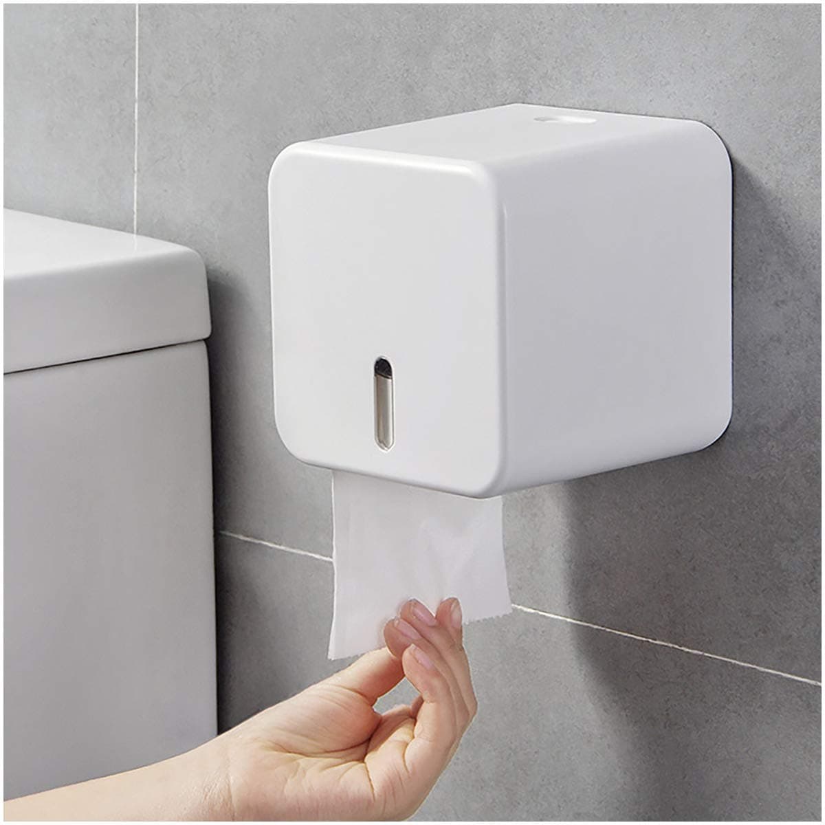 Colist Toilet Paper Holder, Wall Mounted Toilet Roll Holder, Dispenser and Roll Holder, Waterproof/Dust-Proof for Bathroom/Toilet (White)