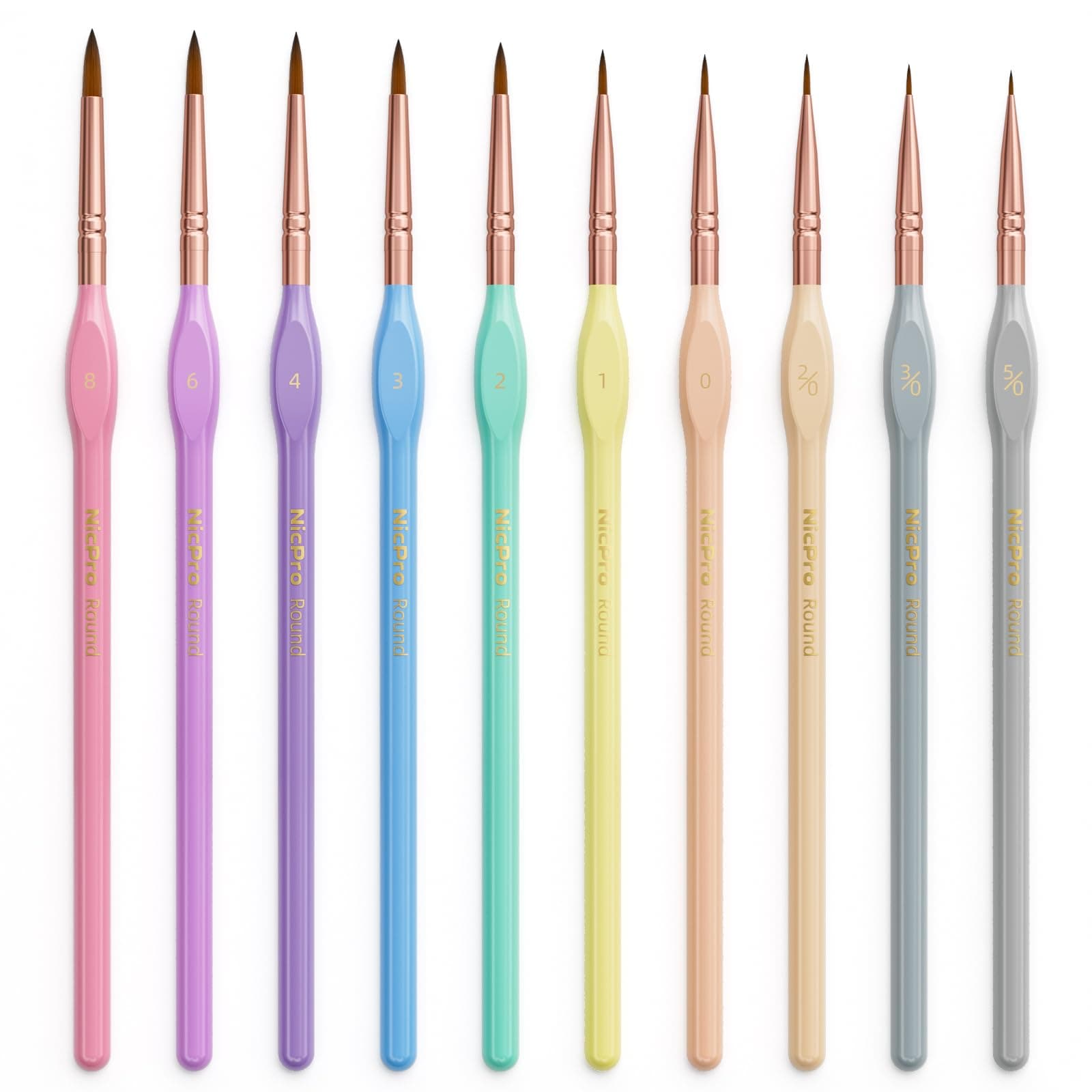 Nicpro 10PCS Micro Fine Detail Paint Brush Set, Aesthetic Pastel Small Miniature Fine Tip Detail Brushes Kit for Acrylic Oil Watercolour, Art Painting, Models, Miniatures, Rock, Paint by Numbers