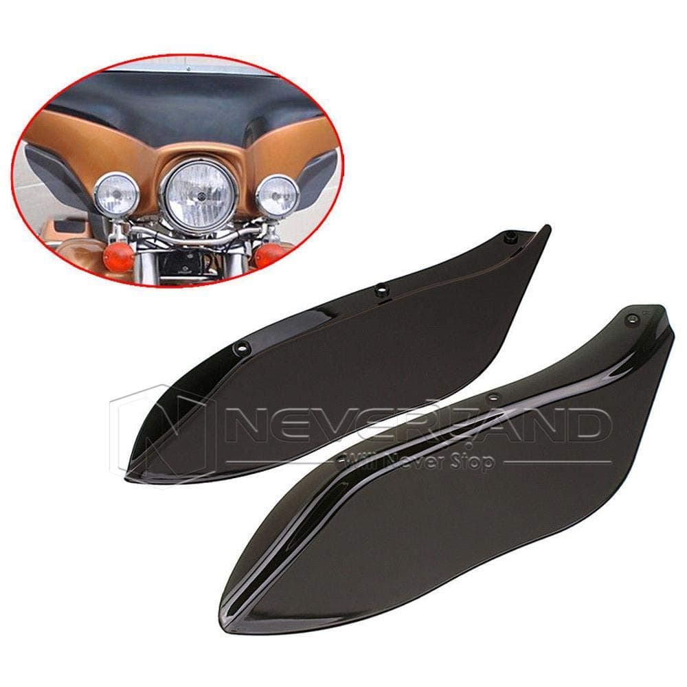 Pnizun - 2pcs Side Wings Air Deflectors Windshields For Harley Touring FLHR FLHT FLHX 1996-2013 Black D10