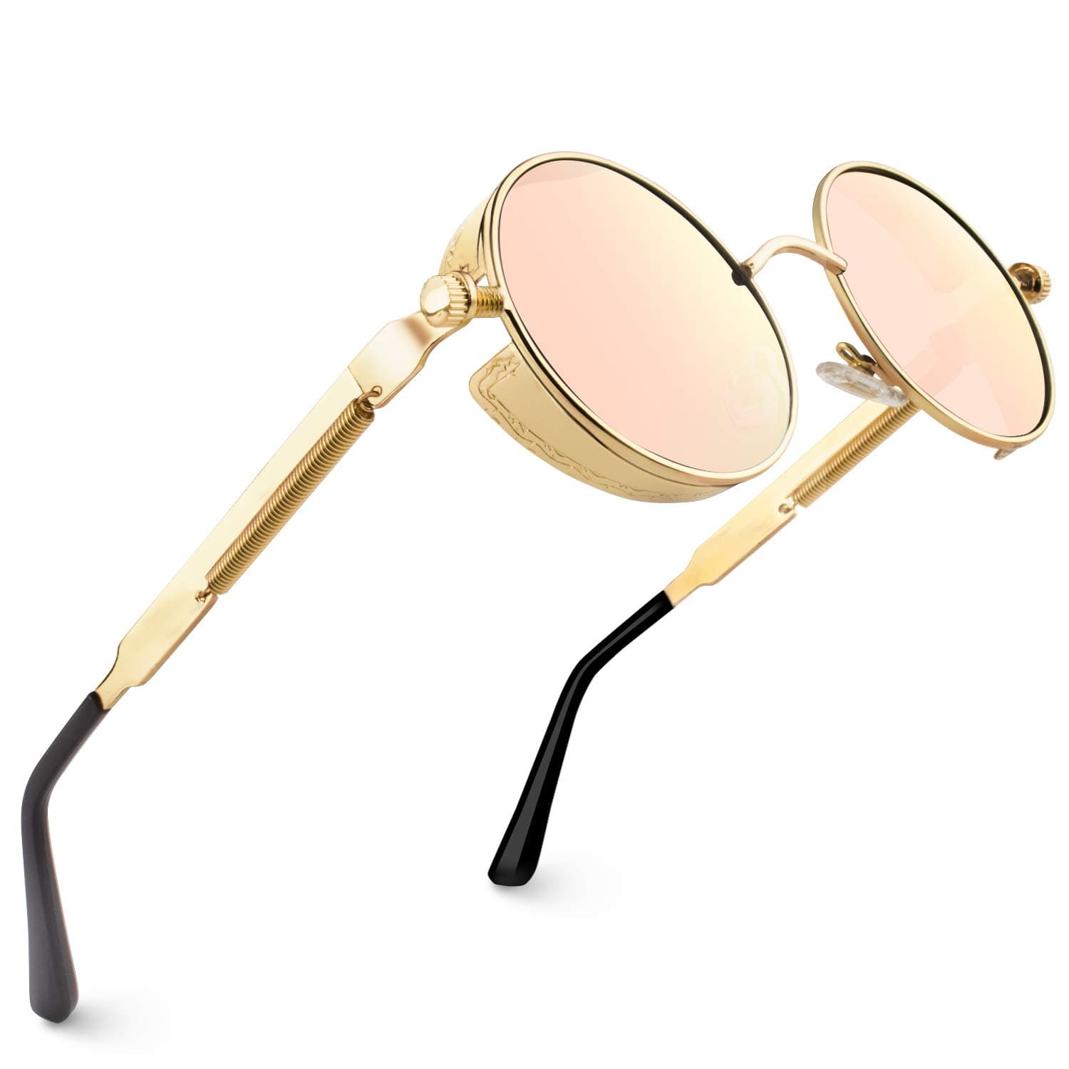 CGIDE72 Retro Steampunk Style Inspired Round Metal Circle Polarized Sunglasses for Women Men