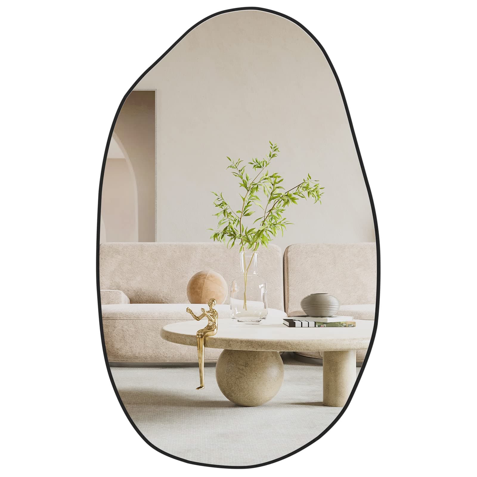 CASSILANDO Irregular Wall Mirror, Asymmetrical Mirror Wall Mounted, Unique Vanity Mirror,Shaped Dressing Mirror Decorative for Living Room, Bathroom, Bedroom, Entryway Wall Decor, 33.5"×20.5"