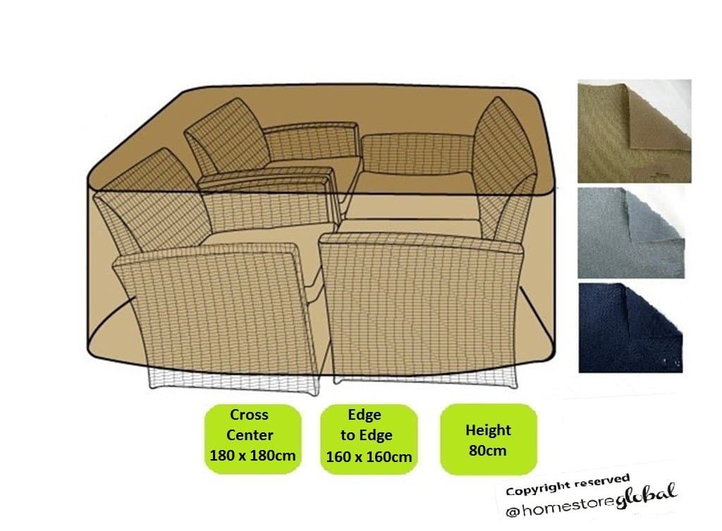 HomeStore Global Outdoor Cover for Large Rattan conservatory set / Cube with Round corner Cover in Brown - Thick & Durable high-quality 600D Polyester Canvas with double stitched seams for extra strength, All-weather resistant and anti-humidity