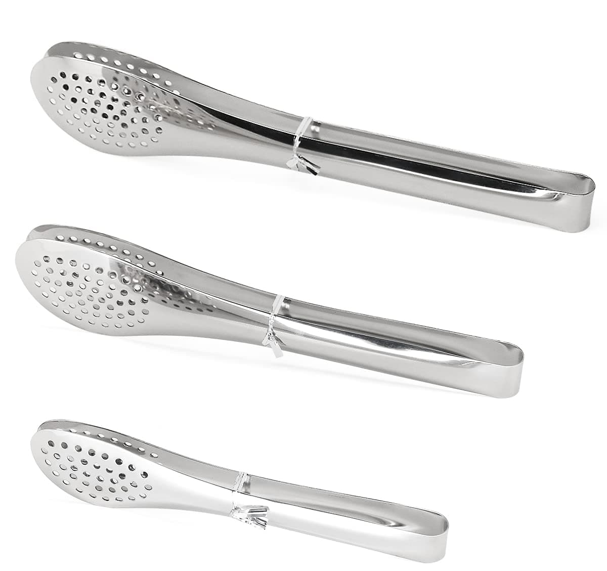 TOPULORS Stainless Steel Tongs Set (7/9/11 Inch) - Heavy Duty Kitchen & BBQ Tongs for Cooking, Grilling, Frying, Baking, Salad, Buffet - Dishwasher Safe, Serving Tongs for Food, Ice, Toast, Pastry