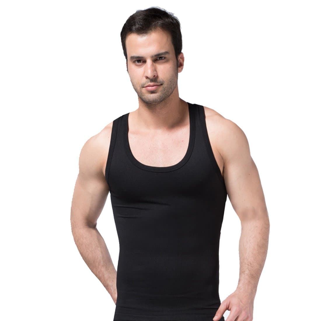 ZEROBODYS Men's Body Shaper Vest Slimming Cool-Dry Shirt SS-M02 Black (M)