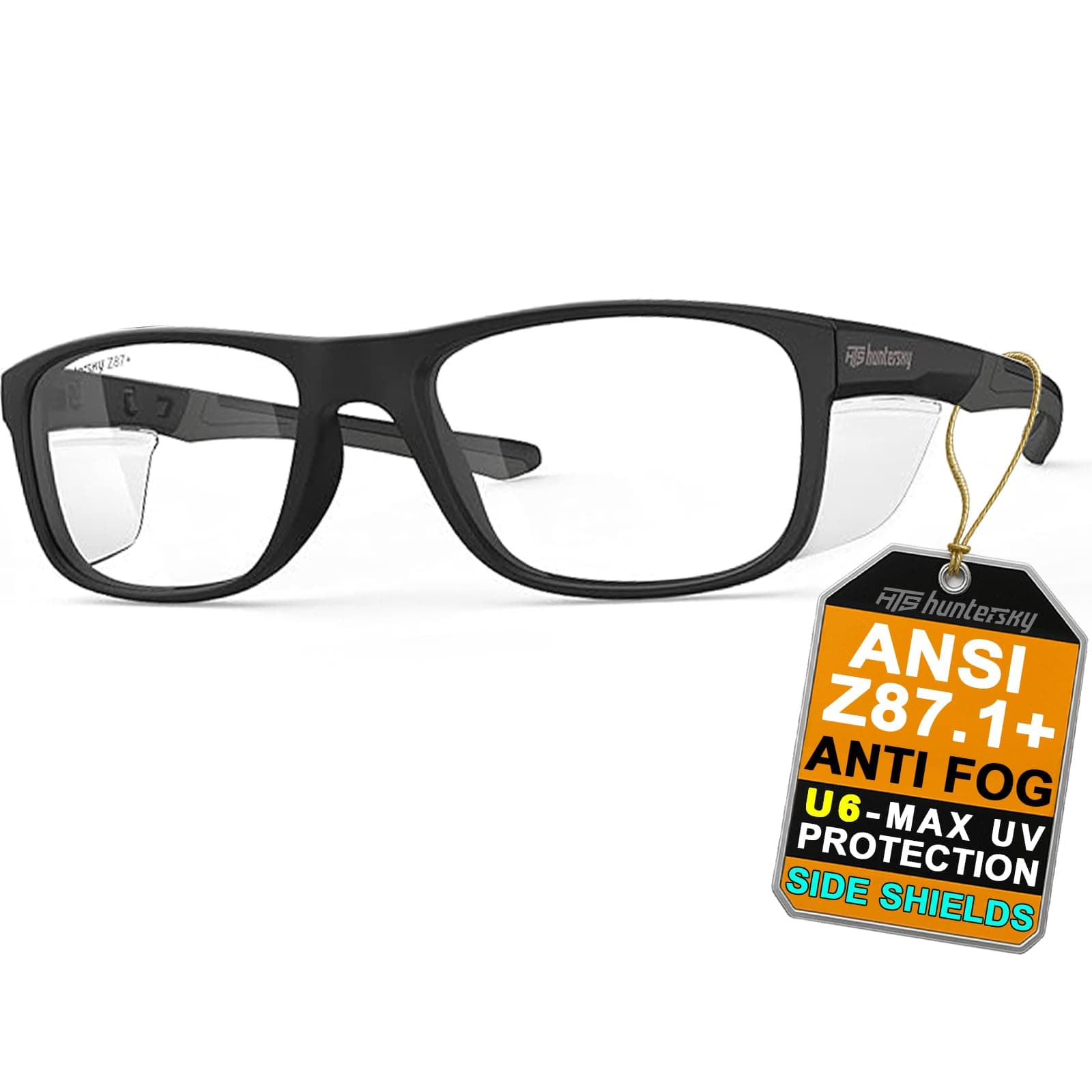 H T S HUNTERSKY Fashion Safety Glasses Women Men with Side Shields ANSI Z87+ Performance Scratch Fog Resistant medical surgical work glasses Clear Lens