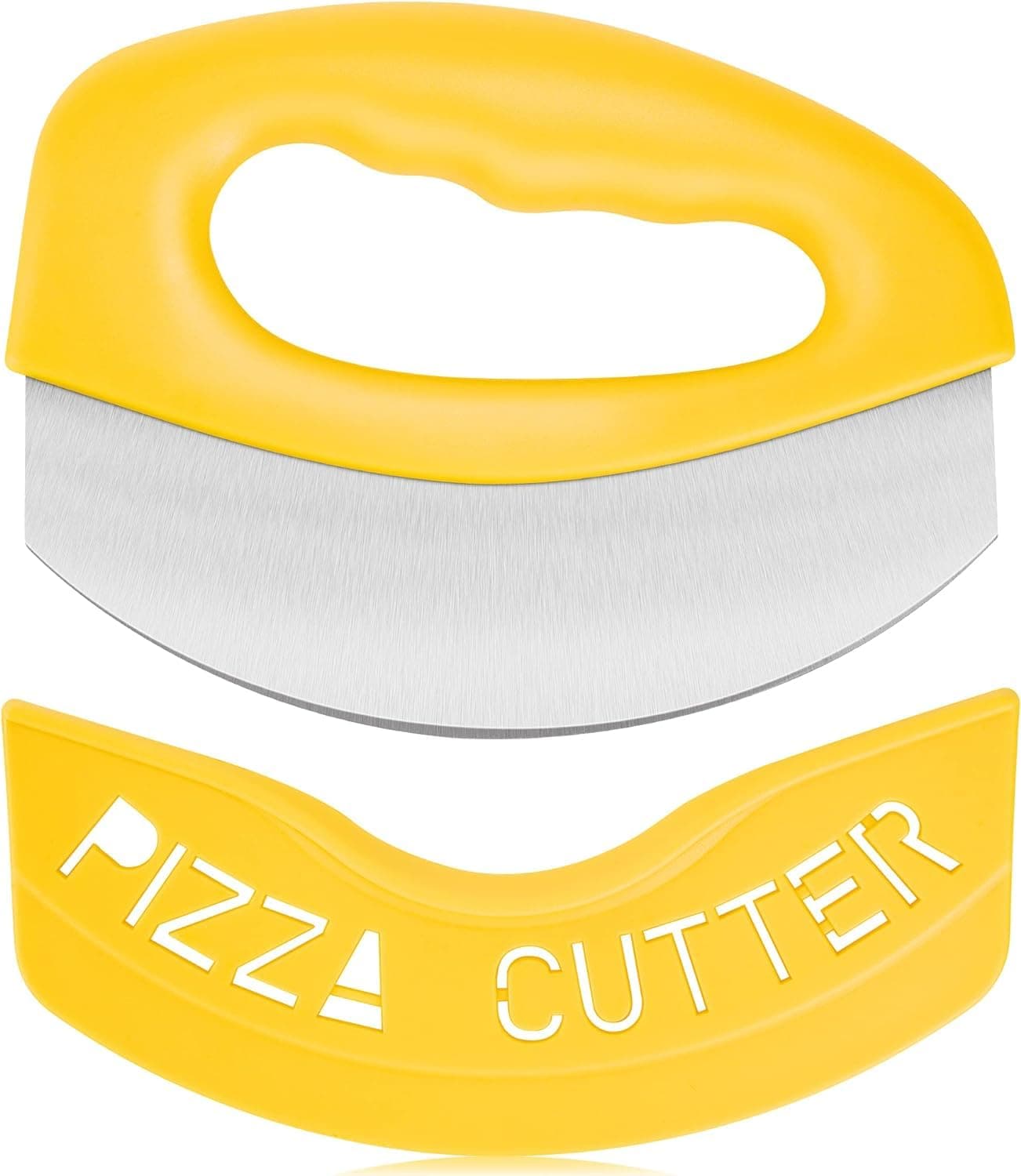 Urbanstrive Heavy Duty Stainless Steel Pizza Cutter with Cover, Super Sharp Blade Pizza Knife Pizza Cutter Rocker, Perfect Kitchen Gadgets for Pizza Cutting Home Essentials, Yellow