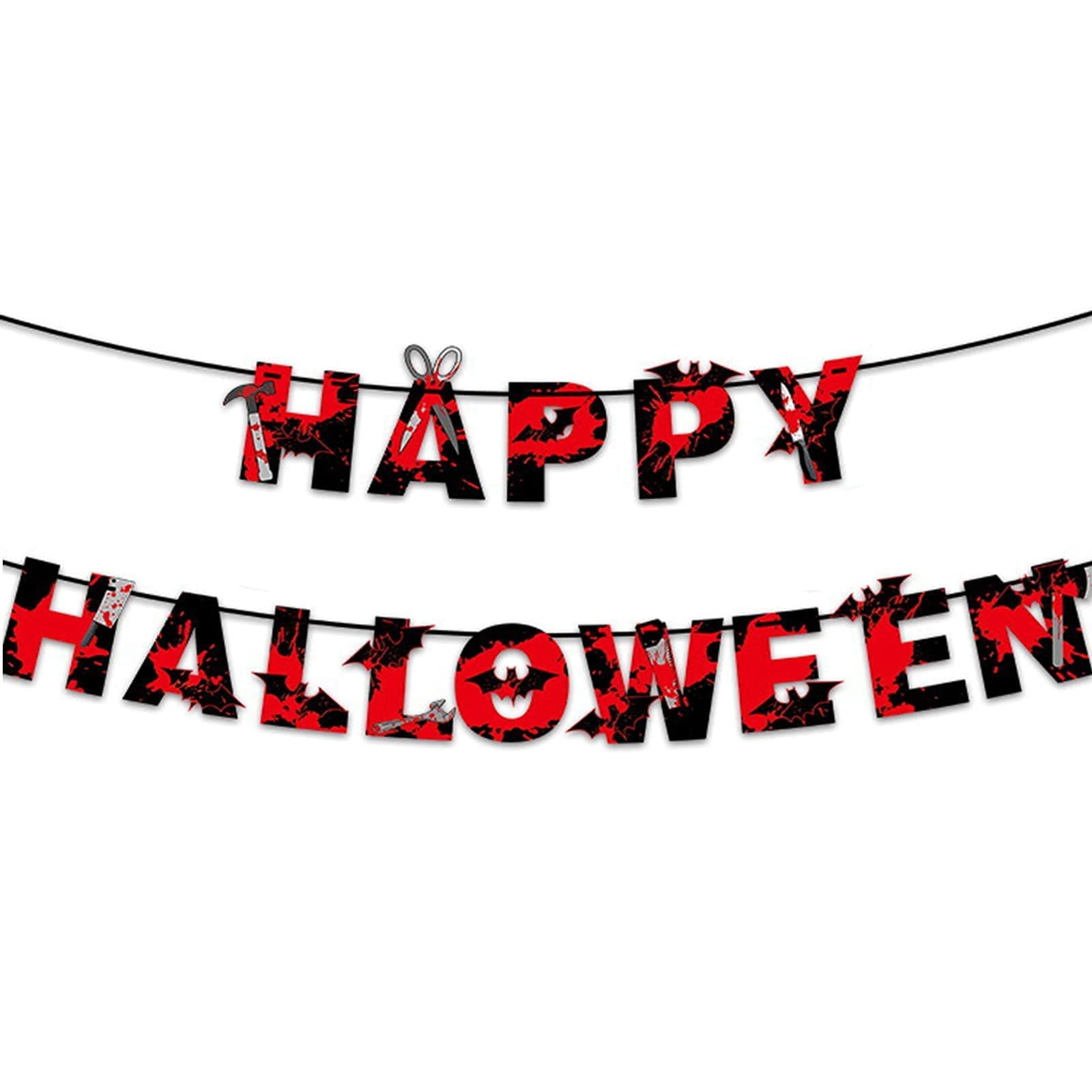 Vanthylit Halloween Banner Happy Halloween Bunting Horror Halloween Decorations for Home Yard Office Party Favor Decor Supplies