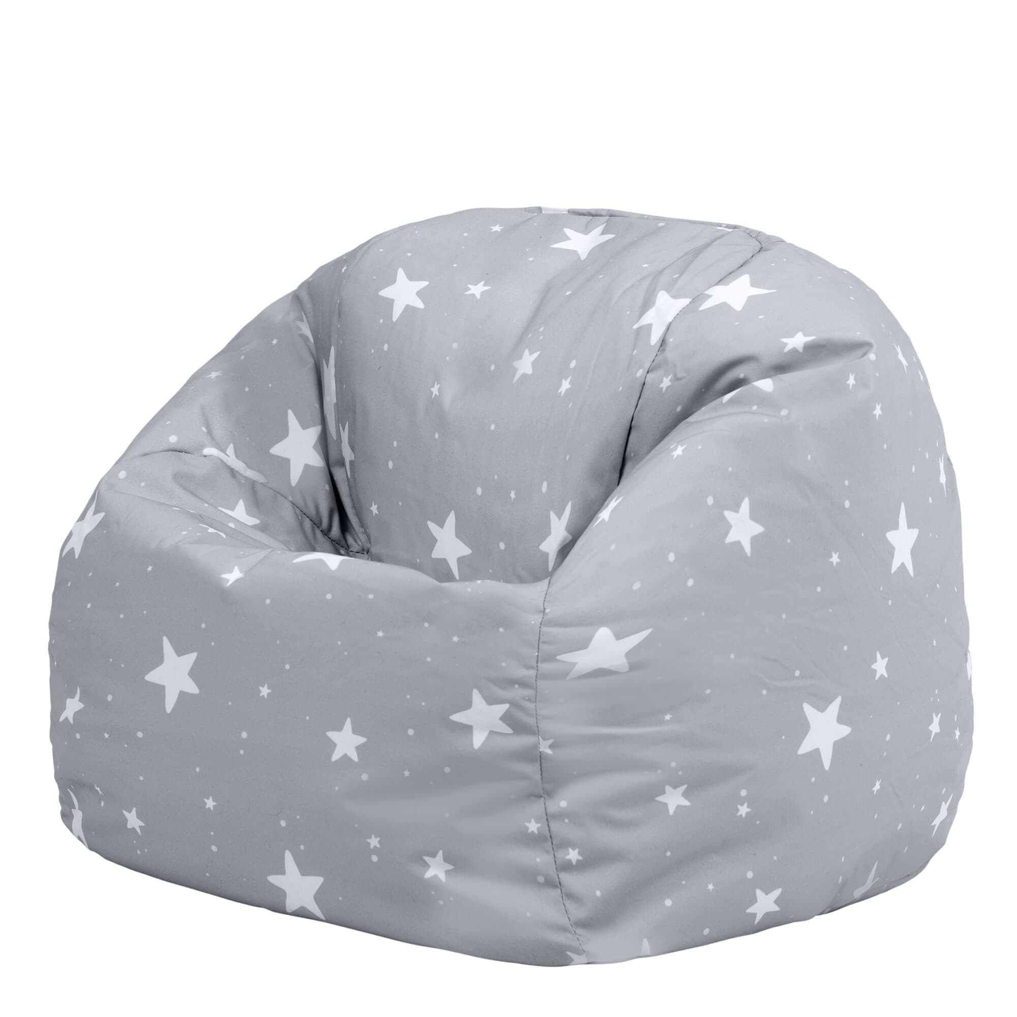 icon Star Print Kids Bean Bag, Grey, Kids Bean Bag Chair with Filling Included for Girls and Boys, Childs Chair, Beanbags for Children, Nursery Décor, Playroom Décor, Bedroom Accessories