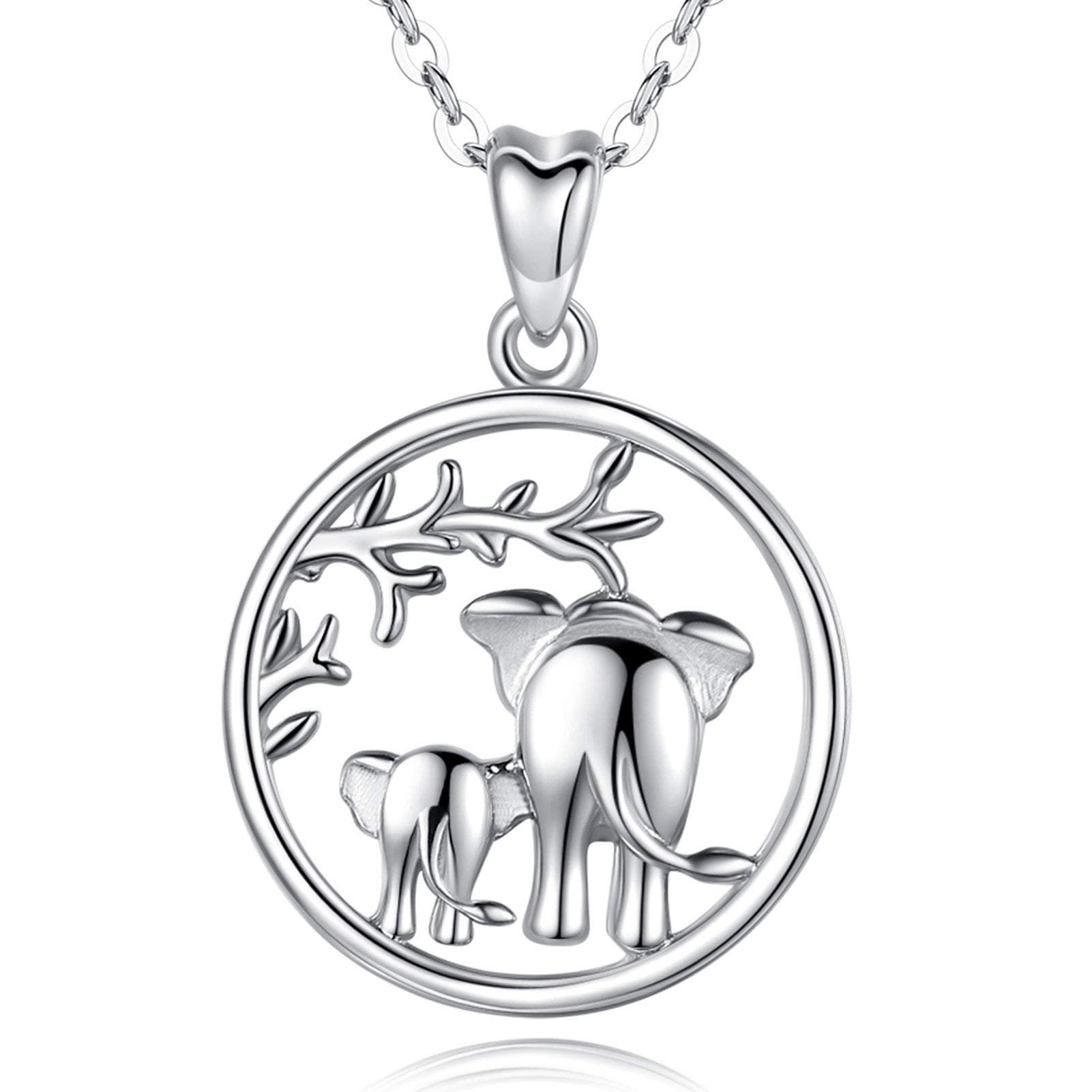 AEONSLOVE 925 Sterling Silver Elephant Gifts for Women, Elephant Pendant Necklaces, Good Luck Elephant Jewelry Highland Cow Necklcae Gifts for Women Wife