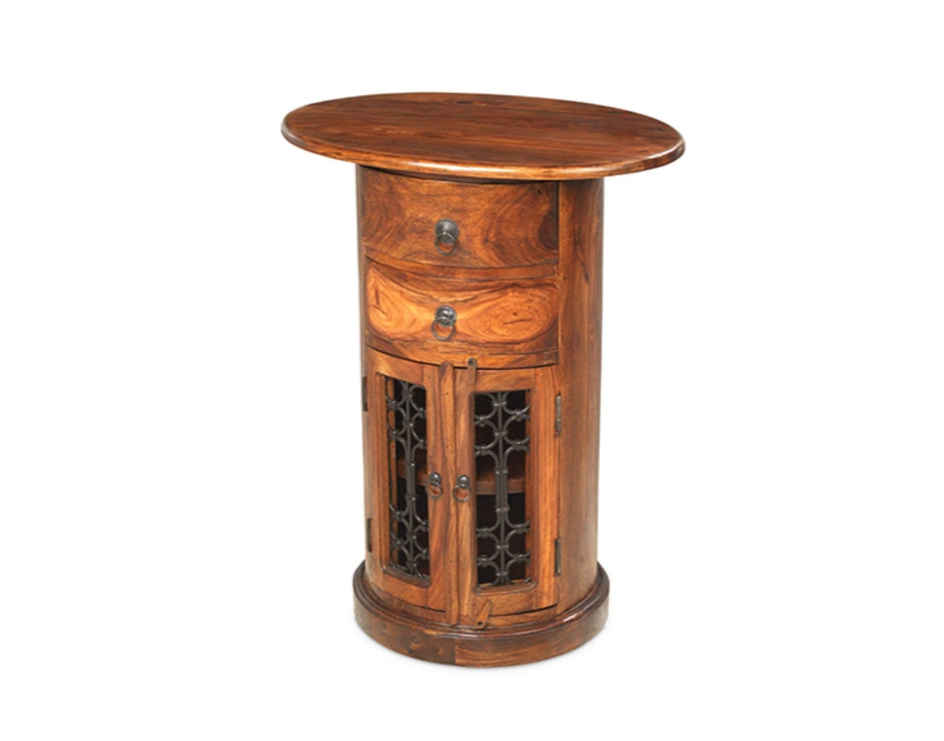 Maharajah Indian Rosewood 2 Drawer Large Oval Drum Chest