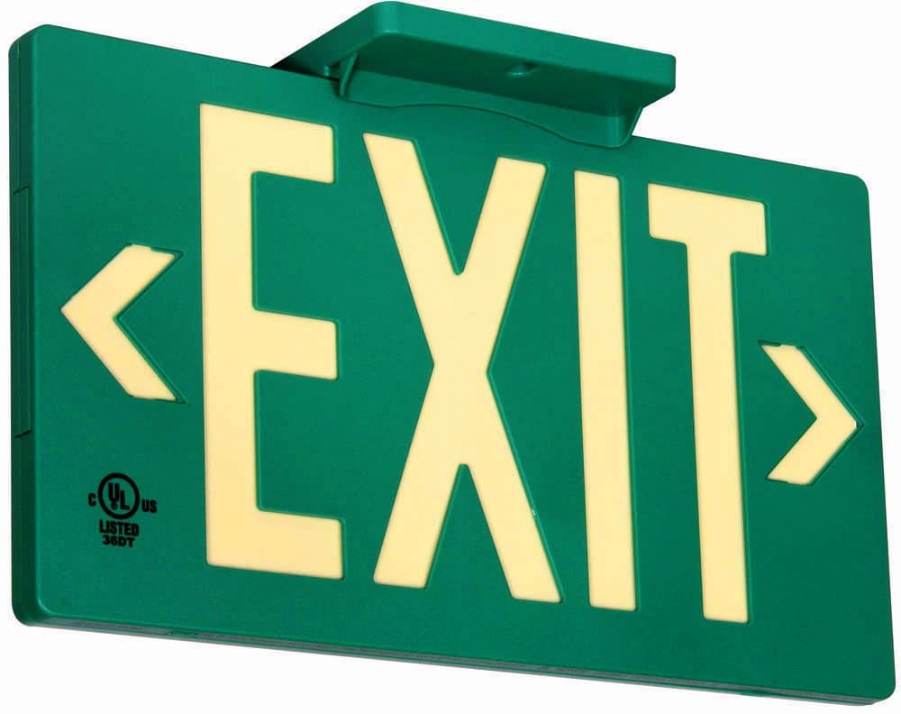 UL Listed 50 foot Jessup Glo Brite 7042-B 8.75-x-15.5-Inch Double Sided Exit Sign with Frame, Green (Mounts 4 ways, includes bracket and arrows)