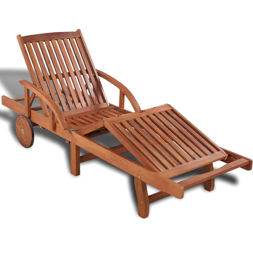 Outdoor Lounge Chairs Ajustable Patio Brown Wooden 5-position Adjustable Yard Beach Chair
