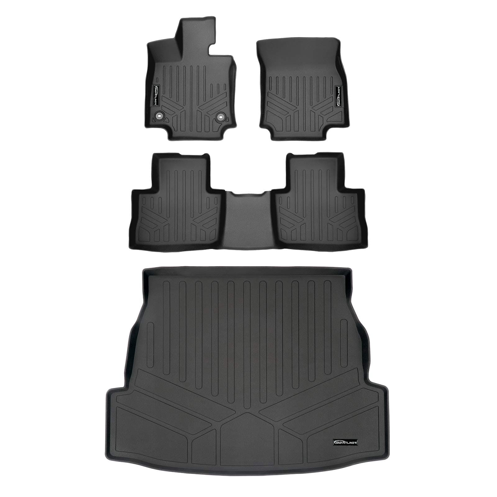 MAXLINER Custom Fit Floor Mats 2 Rows and Cargo Liner Trunk Set Black Compatible with 2019-2021 Toyota RAV4 - No Hybrid Models