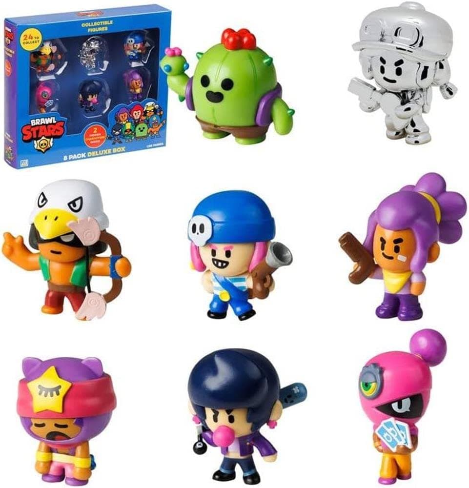 Brawl Stars Collectible Figures, 8 Brawl Stars Toys Out of 24 Collectibles in 1 Pack, 1 Rare Mystery Figure, Officially Licensed - Figurines, Party Supplies, Gift for Video Gamer, Display Toy
