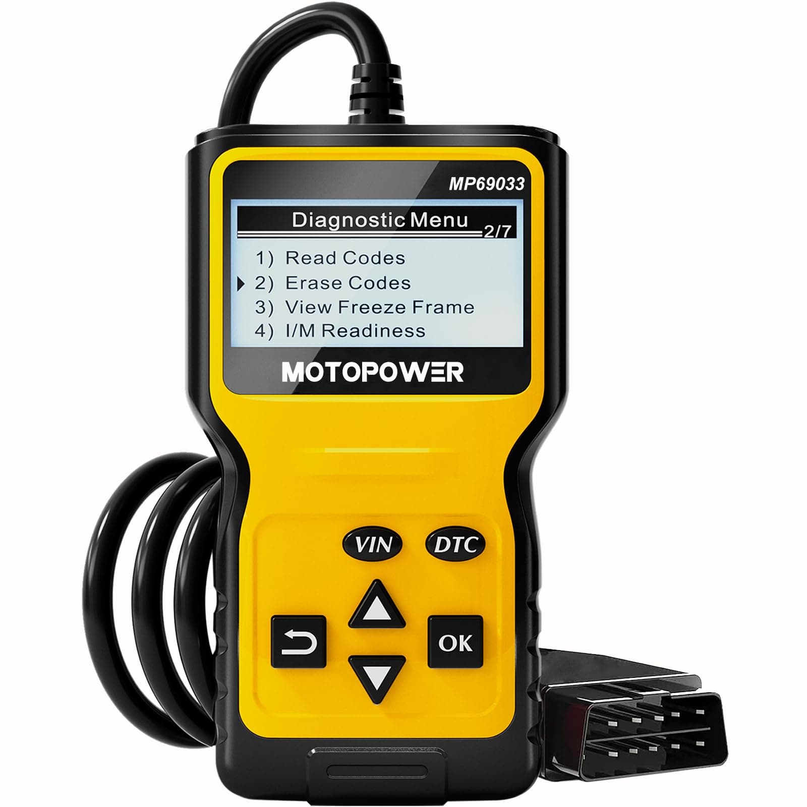 MOTOPOWER MP69033 Automotive OBD2 Scanner Code Reader Engine Failure Code Reader Scanner CAN Diagnostic Scan Tool for All OBD II Protocol Cars After 1996