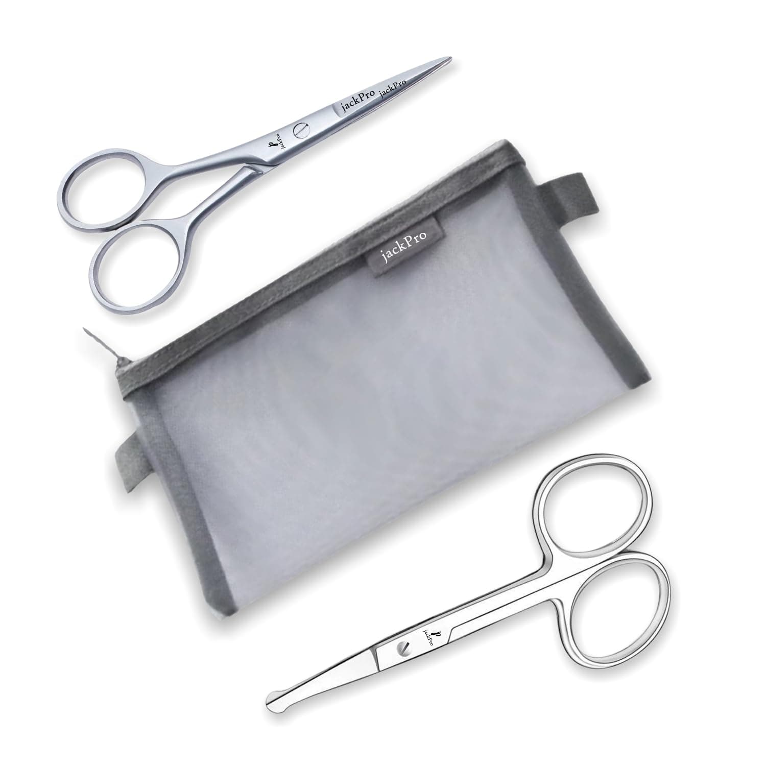 jackPro Signature Hair Cutting Grooming Kit | Mustache Scissor and Nose Scissors | Eyebrows, Beard Trimming | Unisex (Pack of 2)