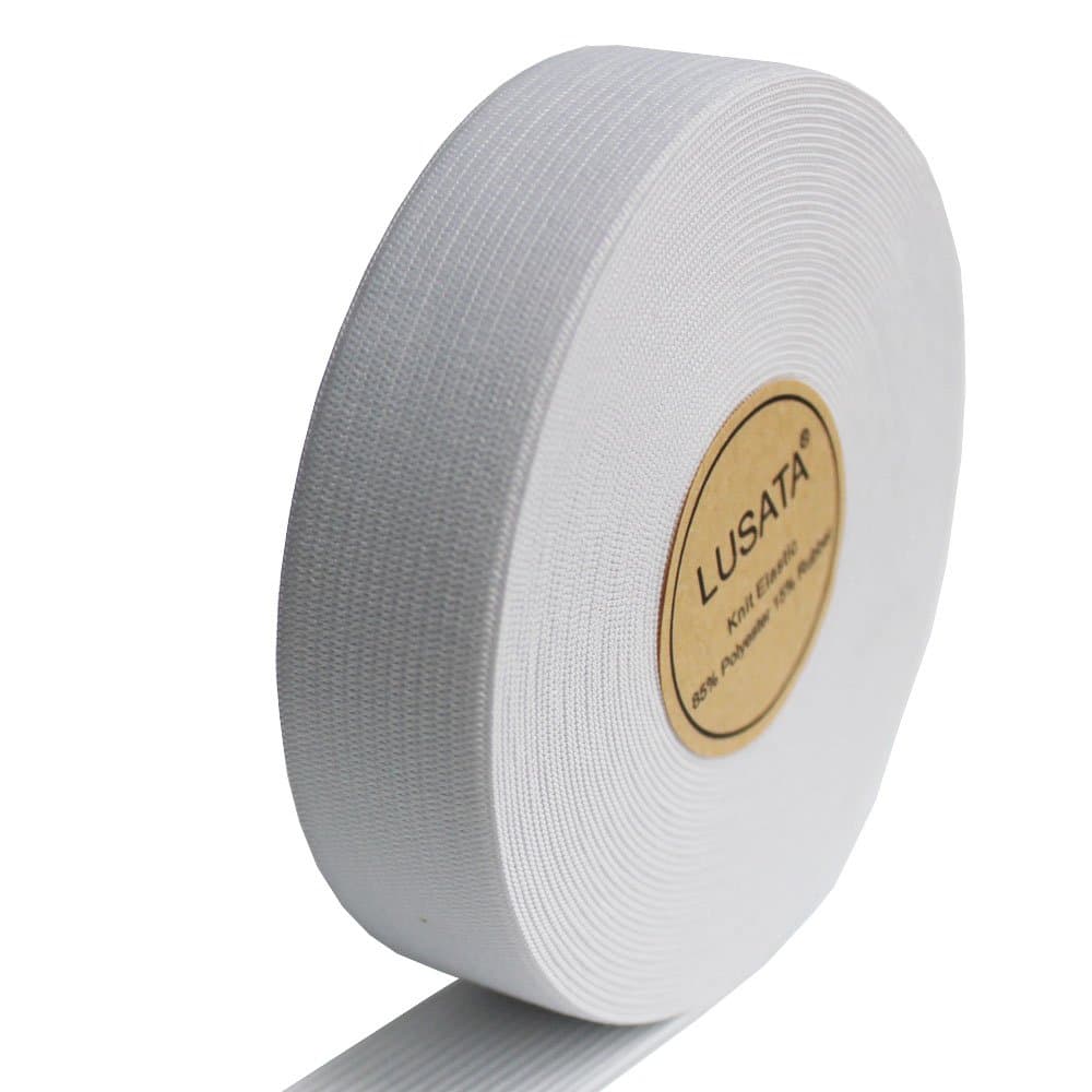 lusata 0.75 inch Wide White Knit Elastic Spool Heavy Stretch High Elasticity Knit Elastic Band 10 Yard
