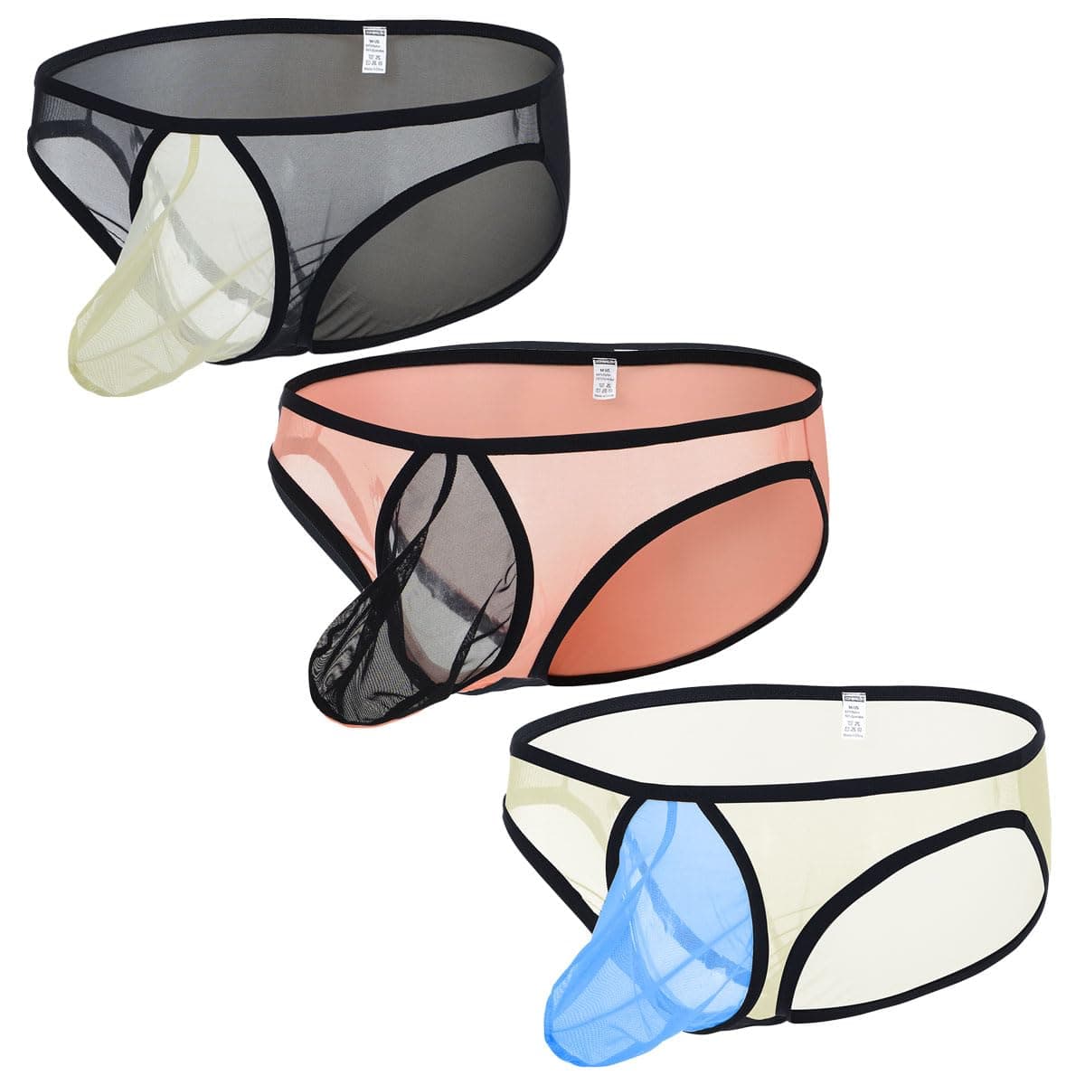 ZONBAILON Men's Sexy Mesh Underwear Briefs See Through Breathable Briefs with Bulge Pouch