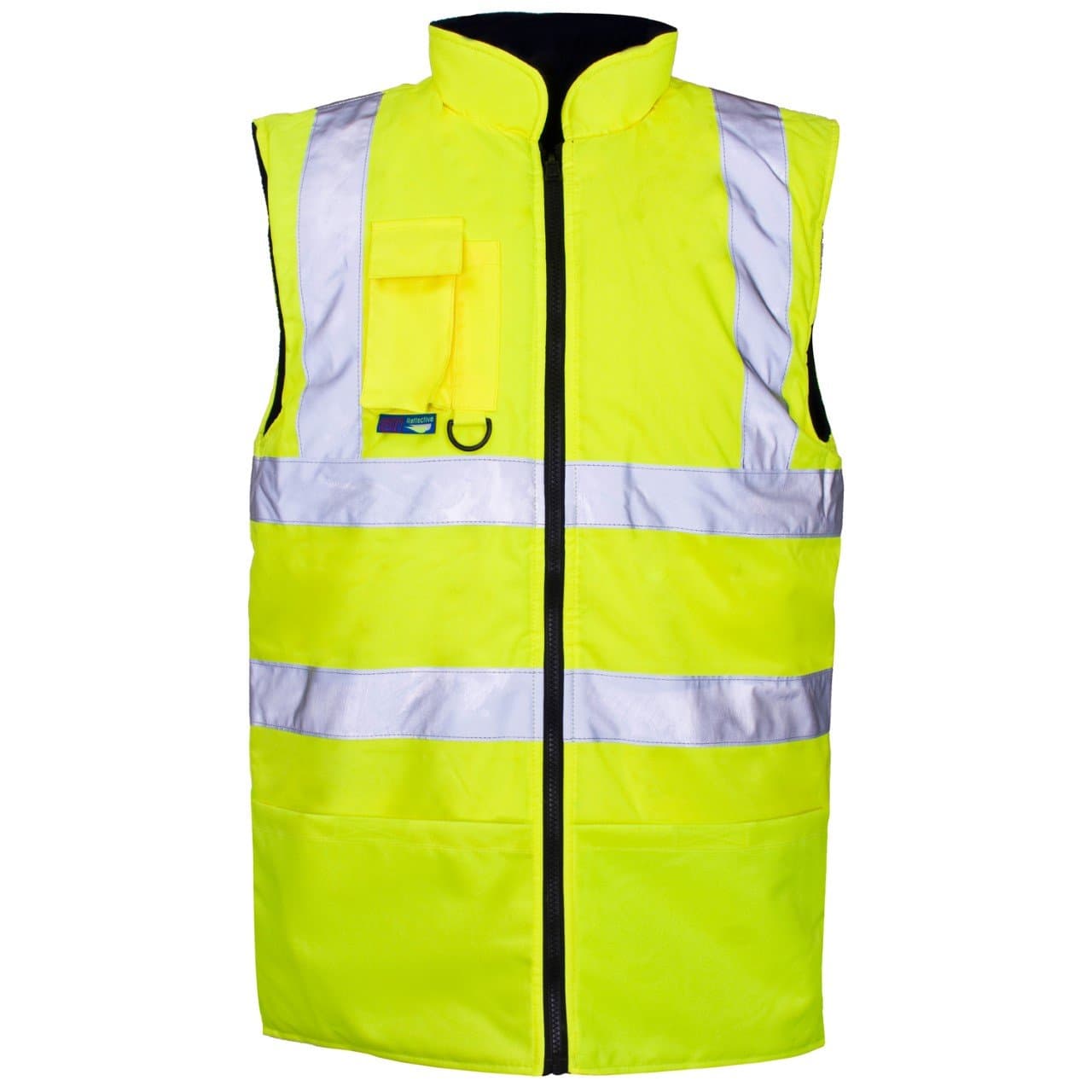 Hi Viz Vis Bodywarmer Fleece Lined Reversible High Visibility Reflective Waterproof Workwear Security Safety Wear Warm Gilet Waistcoat Body Warmer Padded Vest