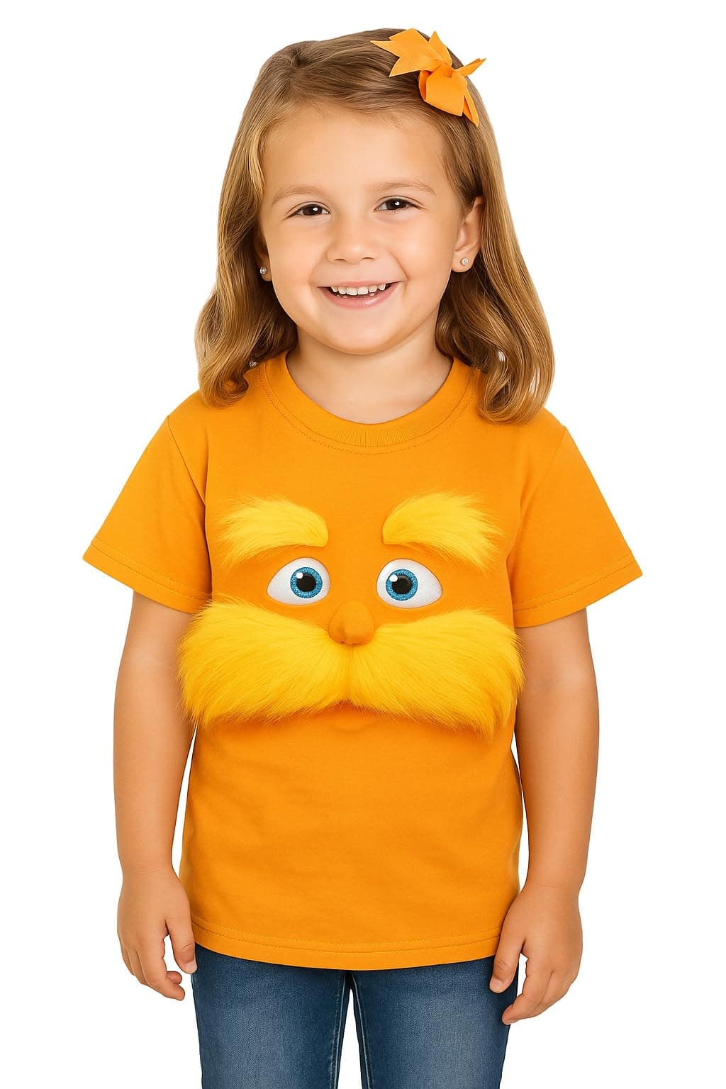 Orange Mustache Costume T Shirt – Halloween Holiday Kids Teens Adults – Tshirt for Girls & Boys