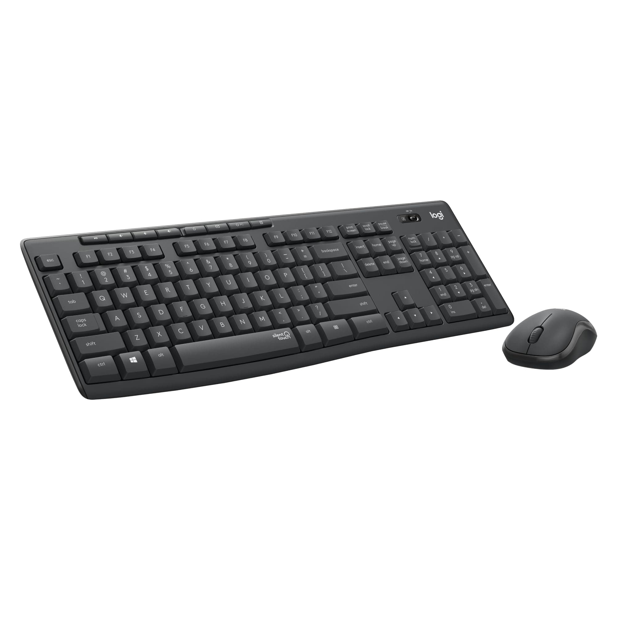 Logitech MK295 Wireless Keyboard and Mouse Combo - SilentTouch Technology, Full Number Keyboard, Shortcut Buttons, Nano USB Receiver, 90% Less Noise - Black